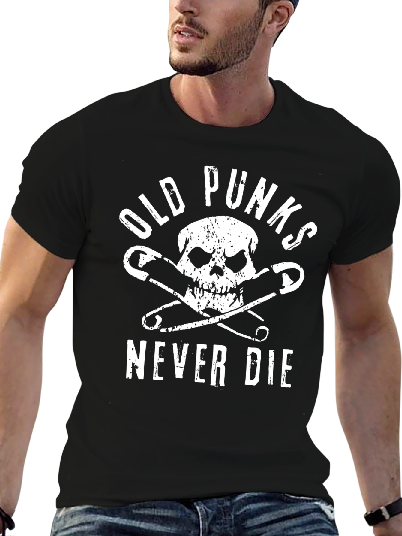 Old Punks Never Die Graphic T-Shirt - Black