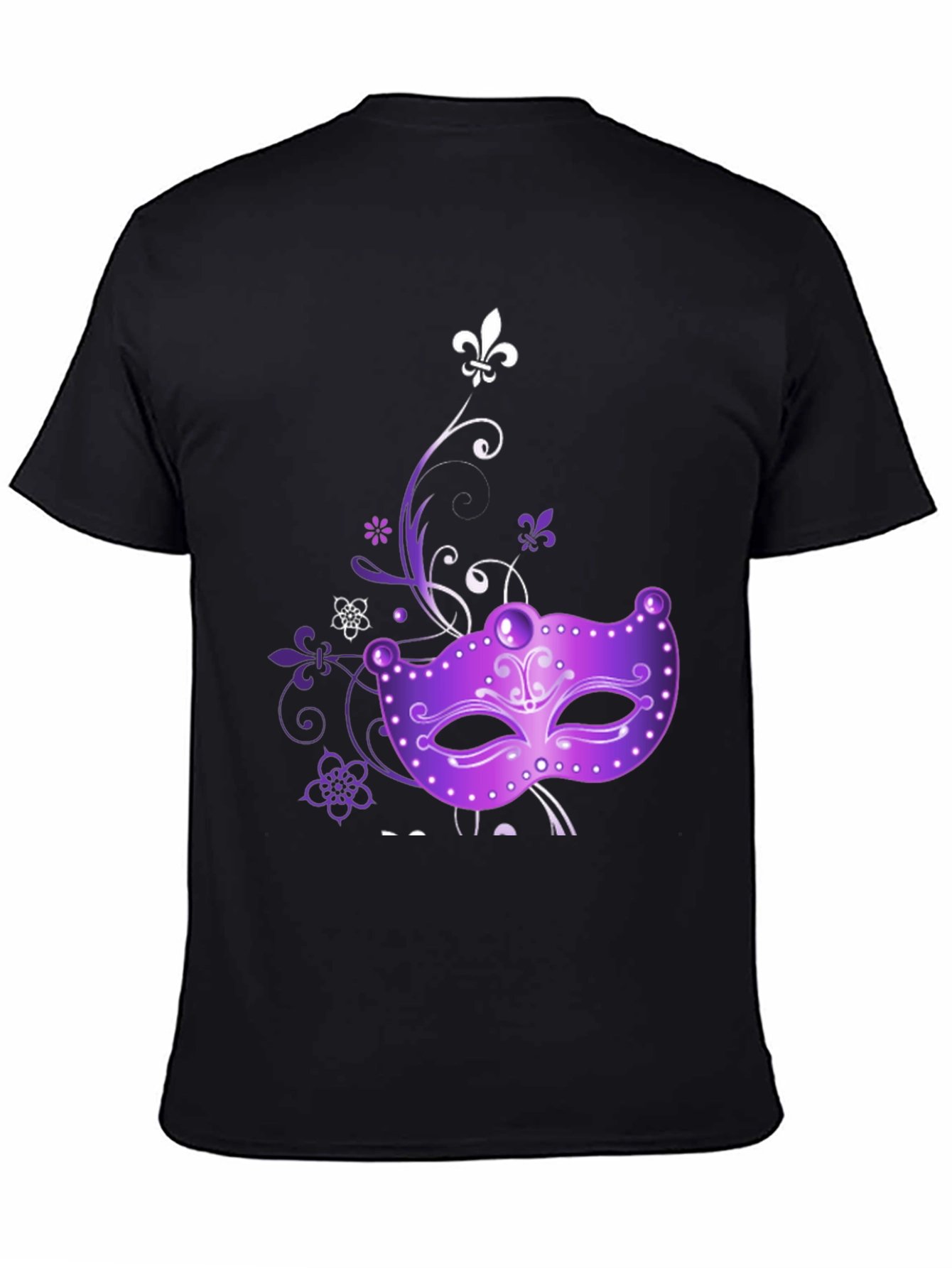 Mardi Gras Mask Graphic Tee - Black
