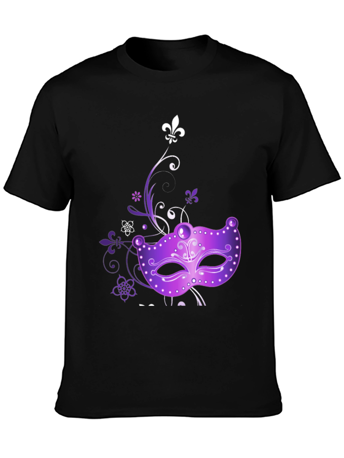 Mardi Gras Mask Graphic Tee - Black