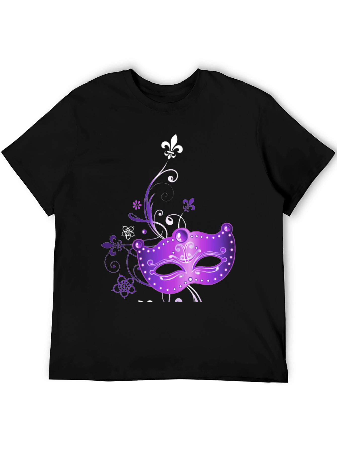 Mardi Gras Mask Graphic Tee - Black