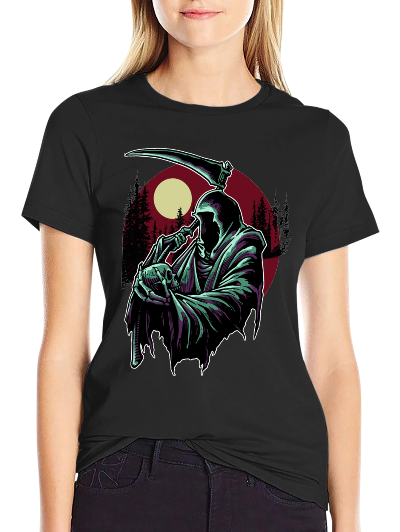 Grim Reaper T-Shirt - Skull and Scythe Graphic Tee