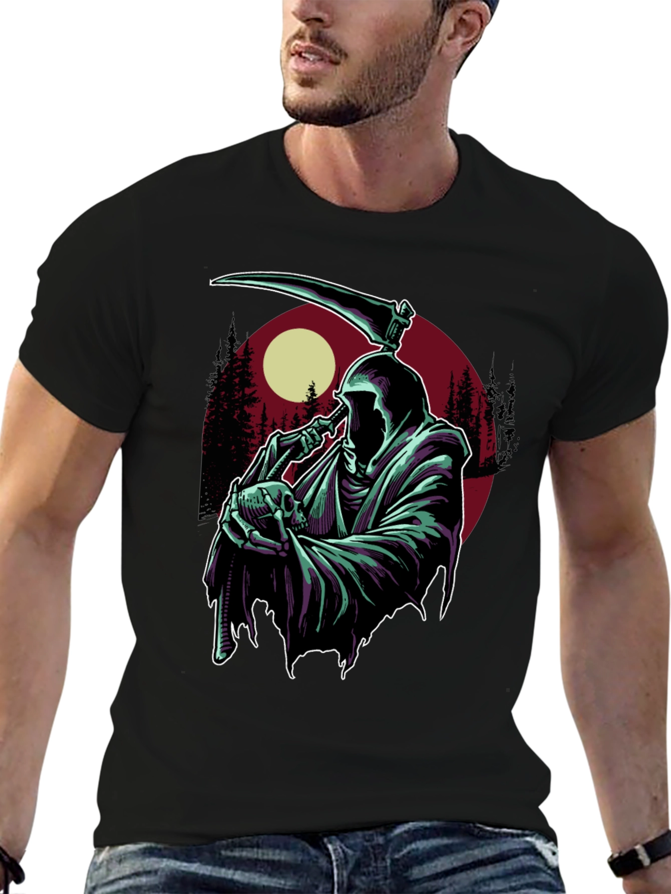 Grim Reaper T-Shirt - Skull and Scythe Graphic Tee