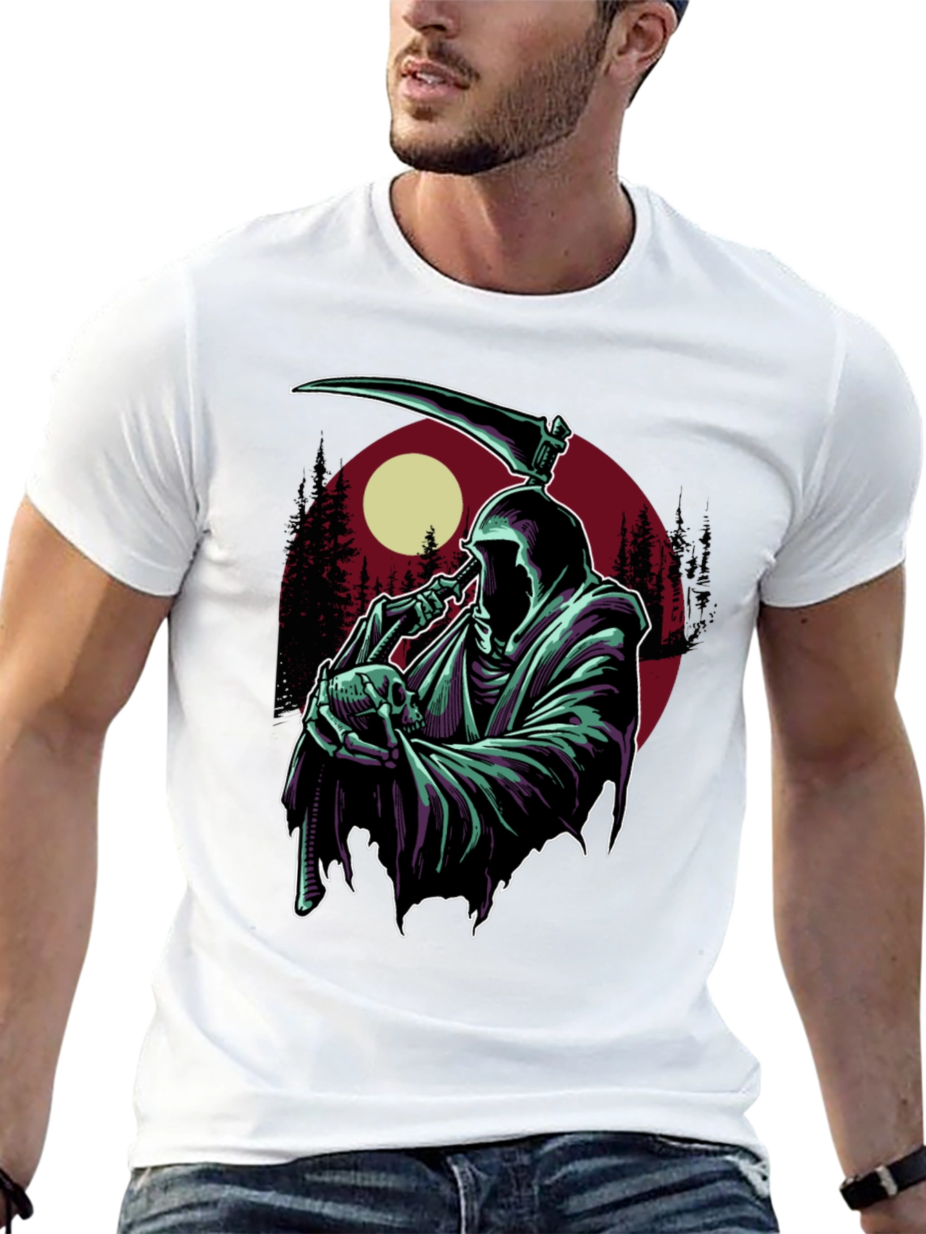 Grim Reaper T-Shirt - Skull and Scythe Graphic Tee