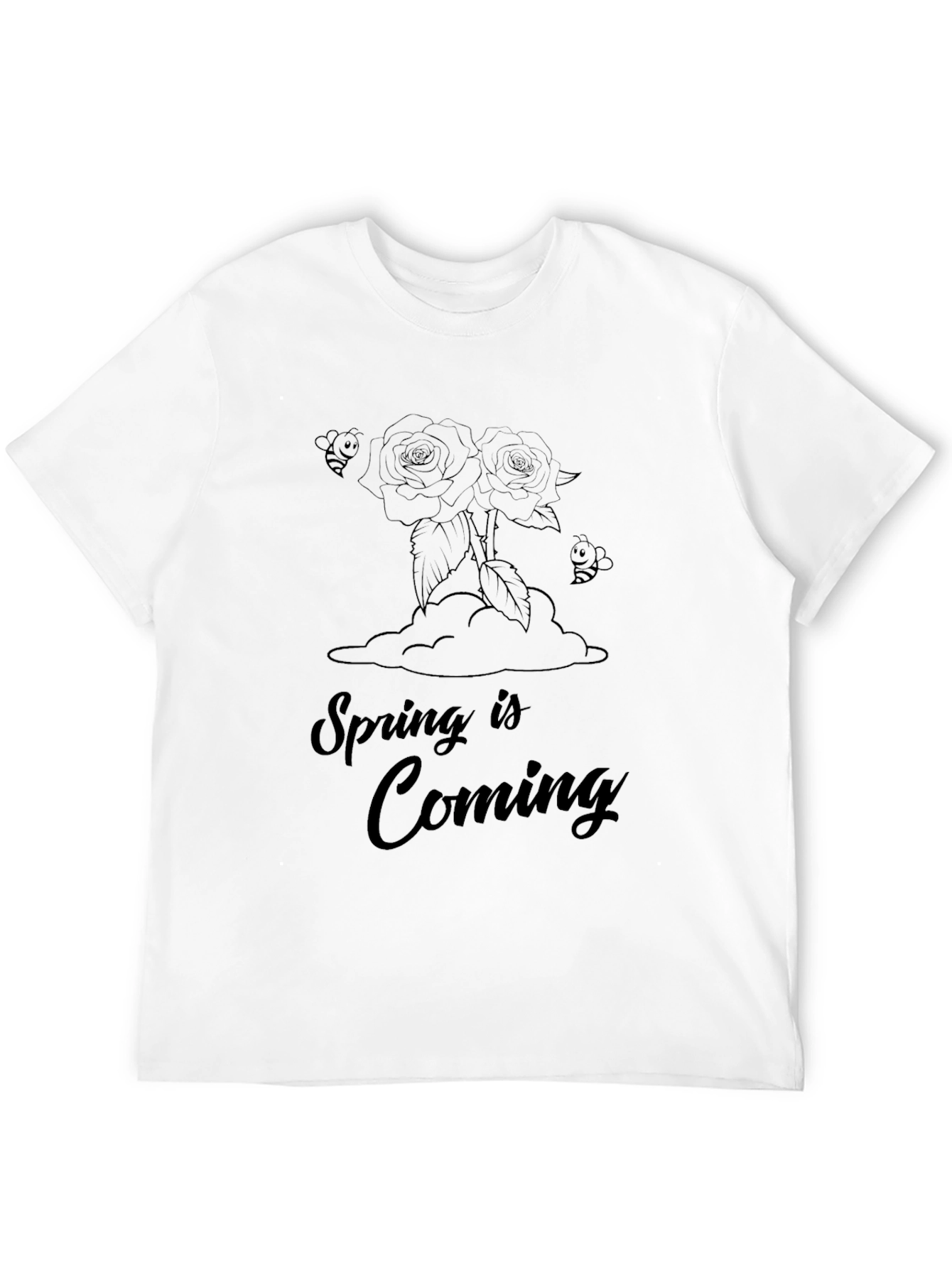 Spring is Coming Black Graphic Tee