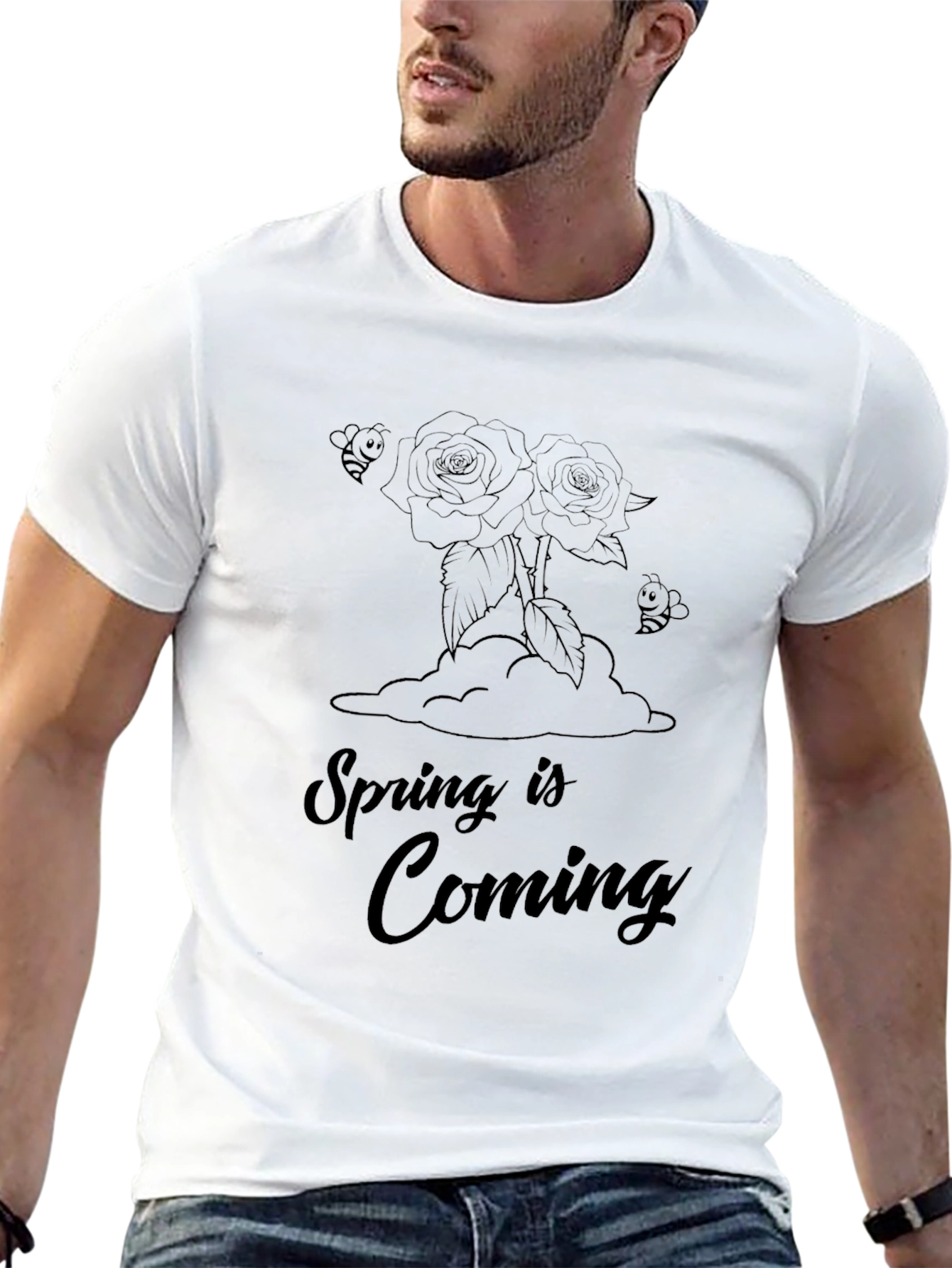 Spring is Coming Black Graphic Tee