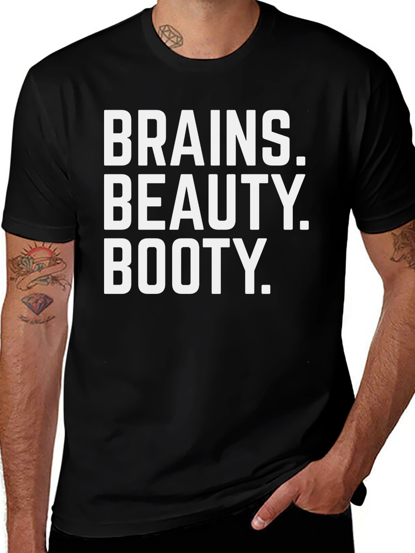 Brains Beauty Booty Graphic Tee - Black