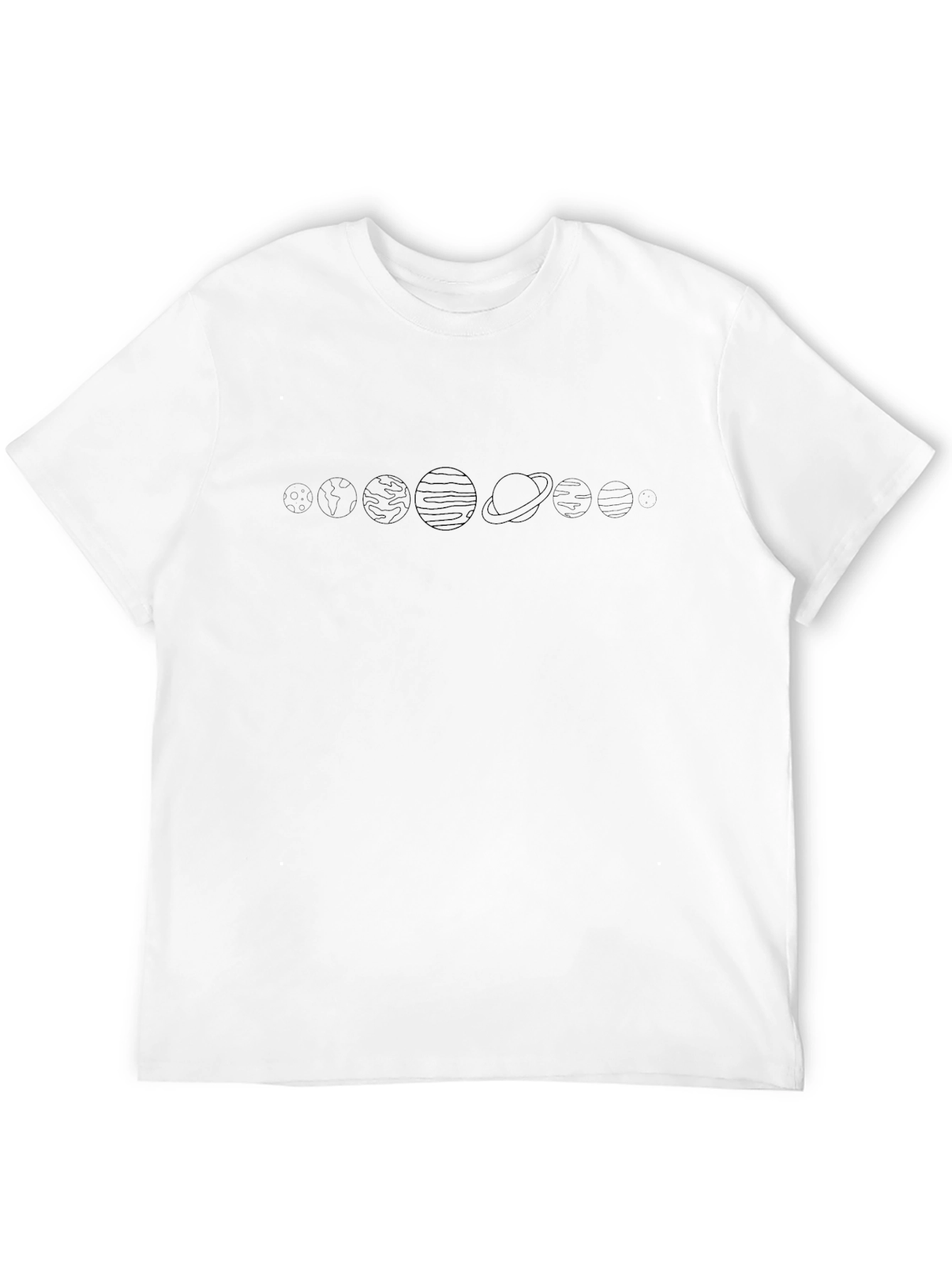 Planets Outline Graphic T-Shirt - Black Crew Neck Tee