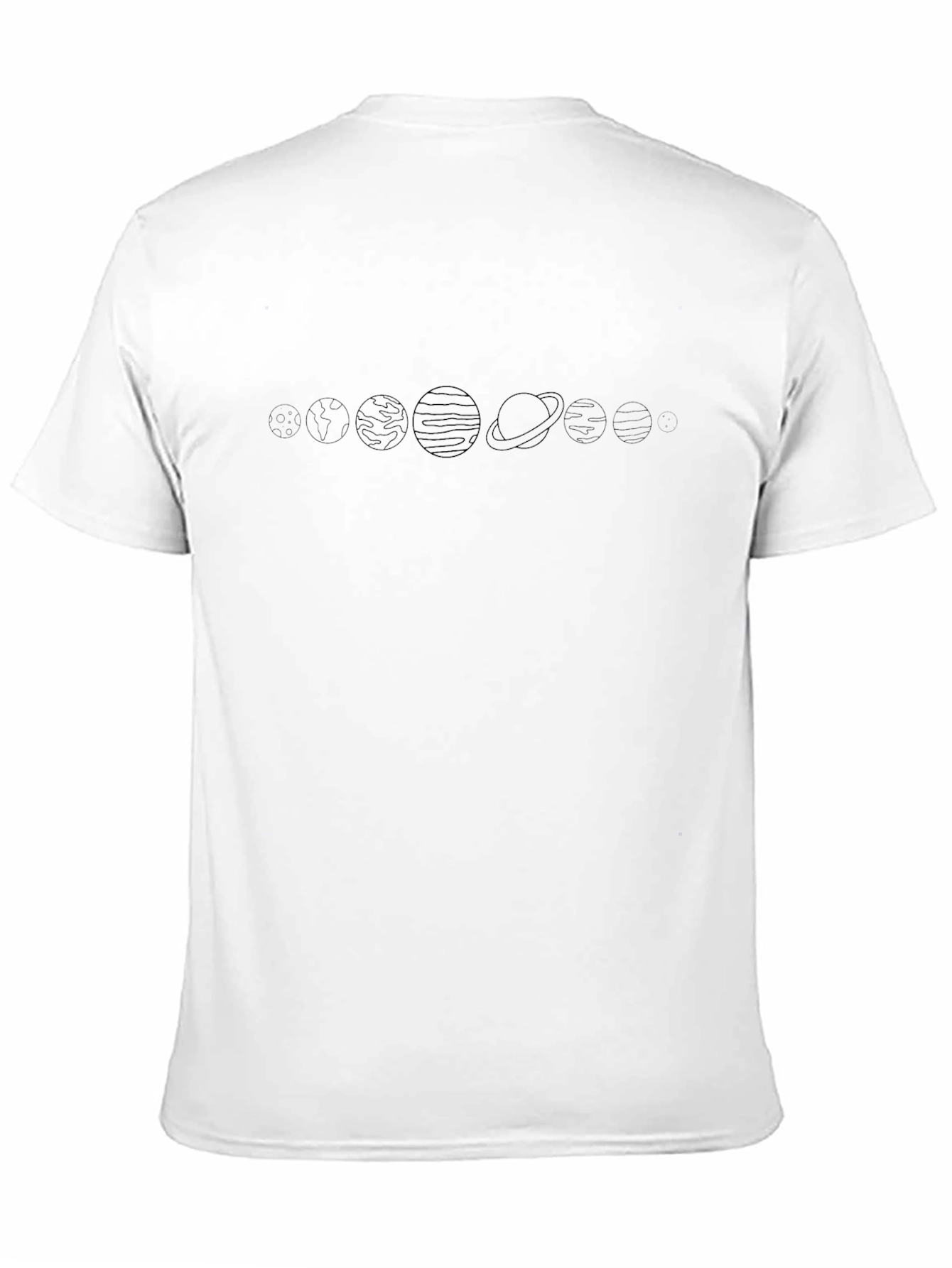 Planets Outline Graphic T-Shirt - Black Crew Neck Tee