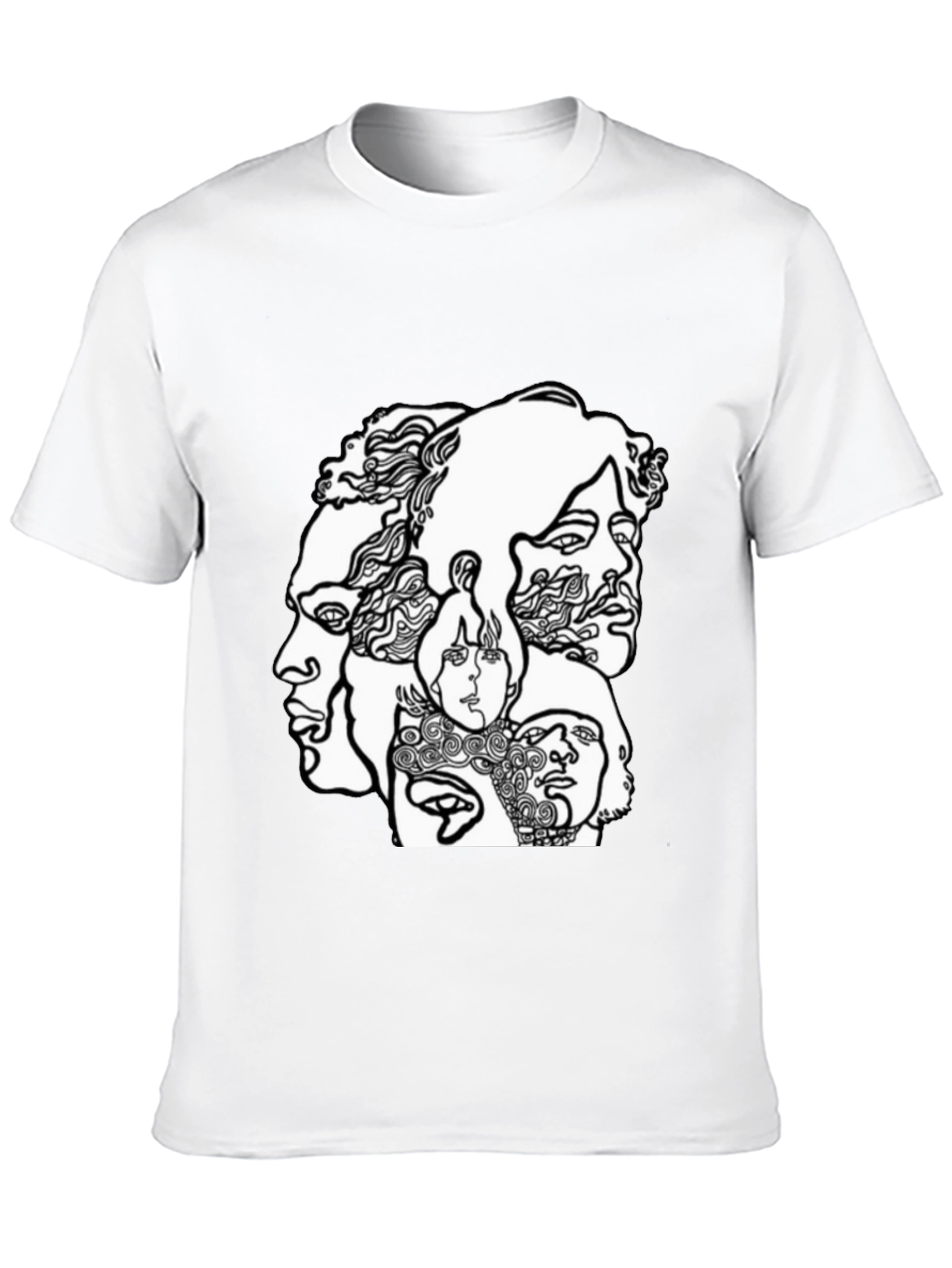 Abstract Faces Graphic Black T-Shirt