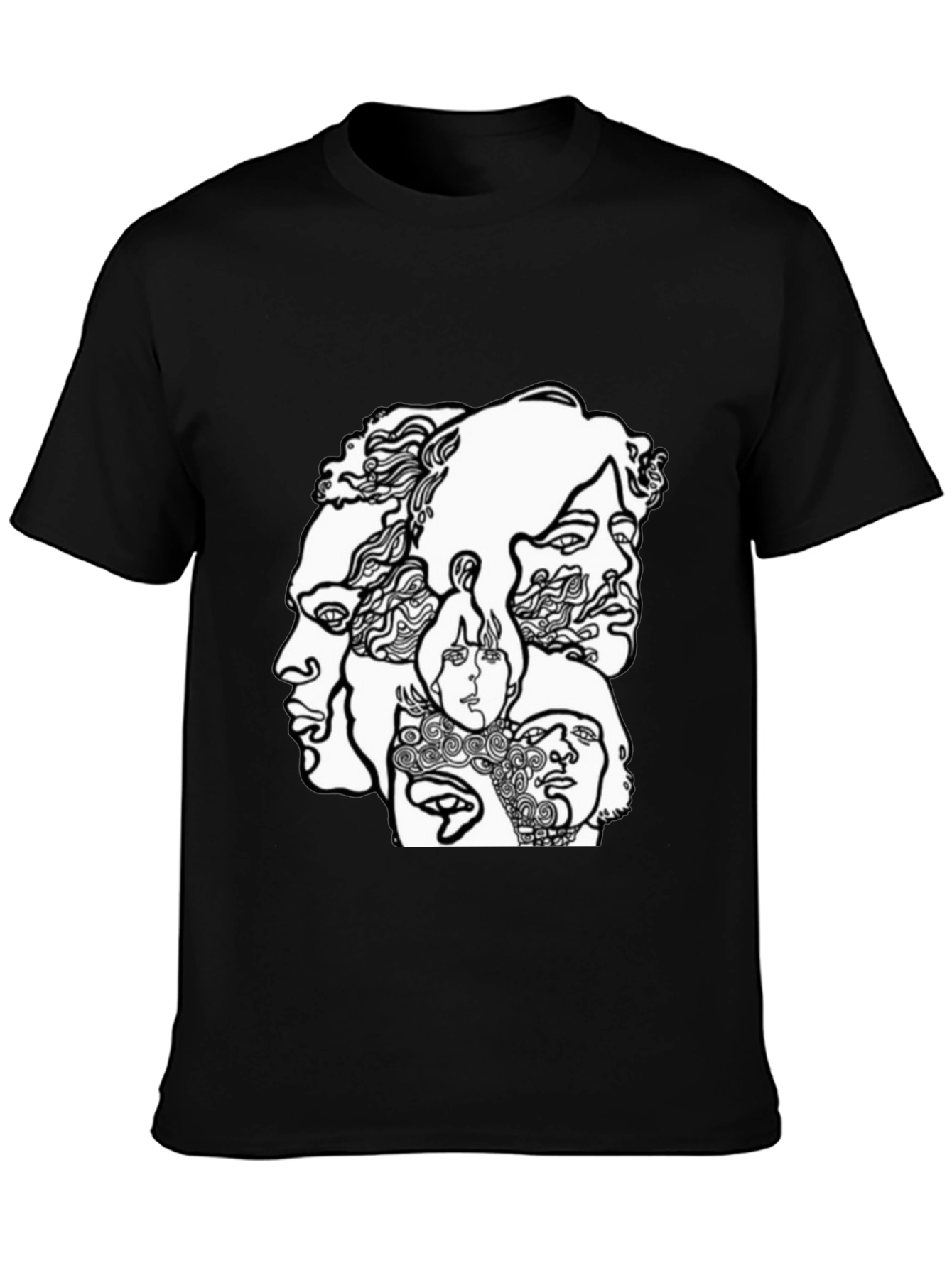 Abstract Faces Graphic Black T-Shirt