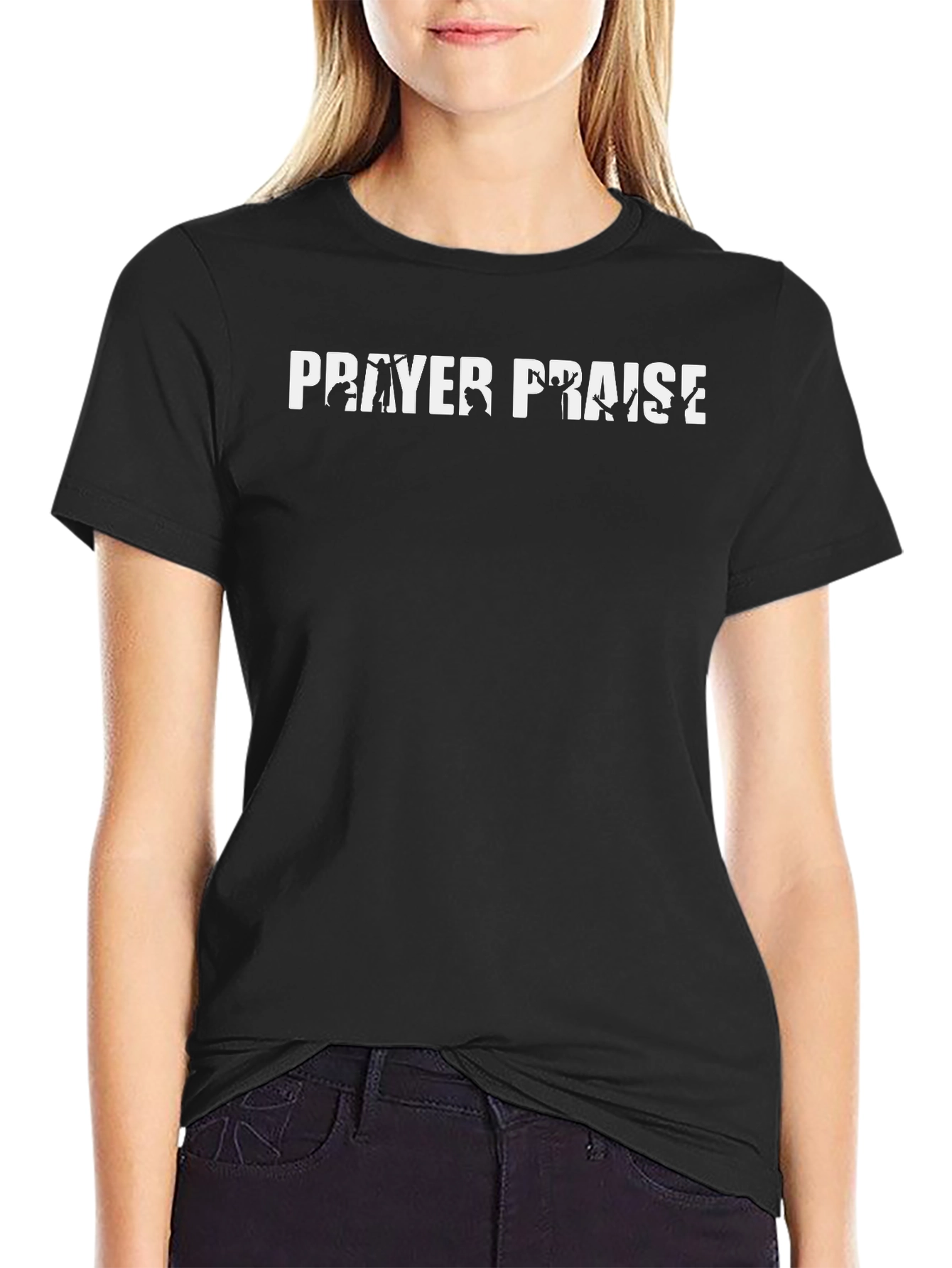 Prayer Praise Graphic Tee - Christian Inspired Black T-Shirt
