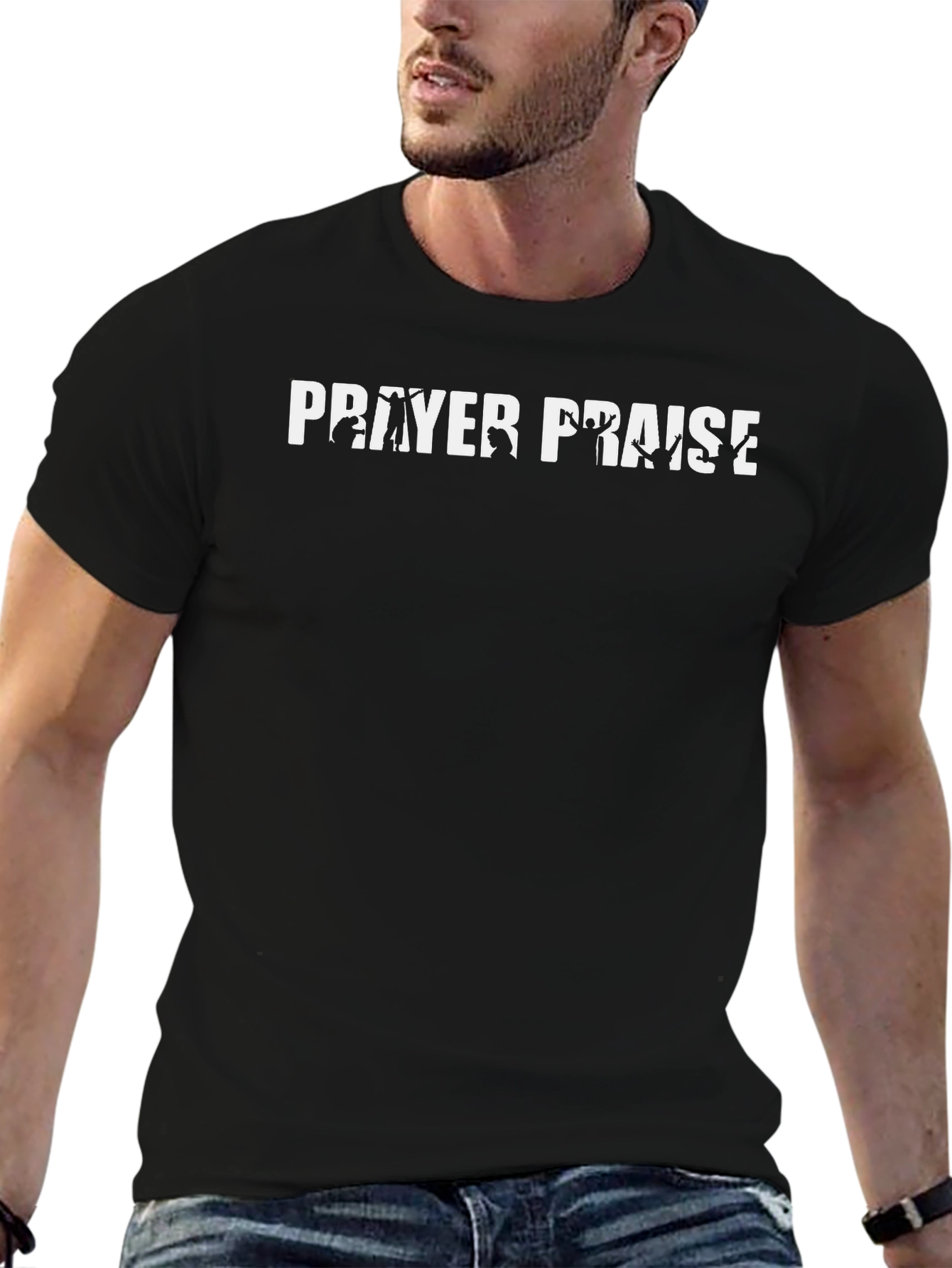 Prayer Praise Graphic Tee - Christian Inspired Black T-Shirt