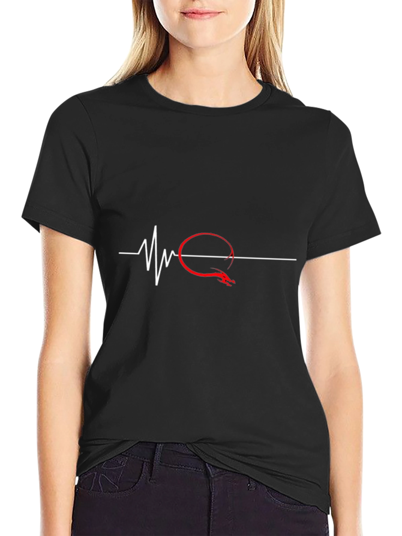 Dragon Heartbeat Graphic Tee - Black
