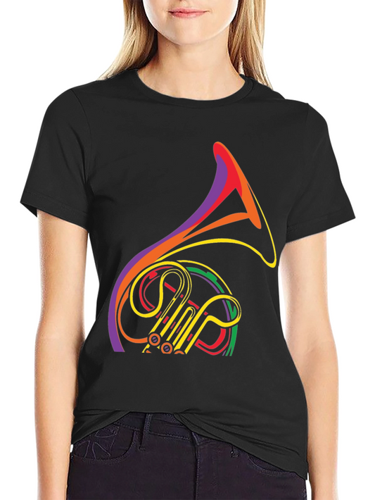 Colorful French Horn Graphic T-Shirt