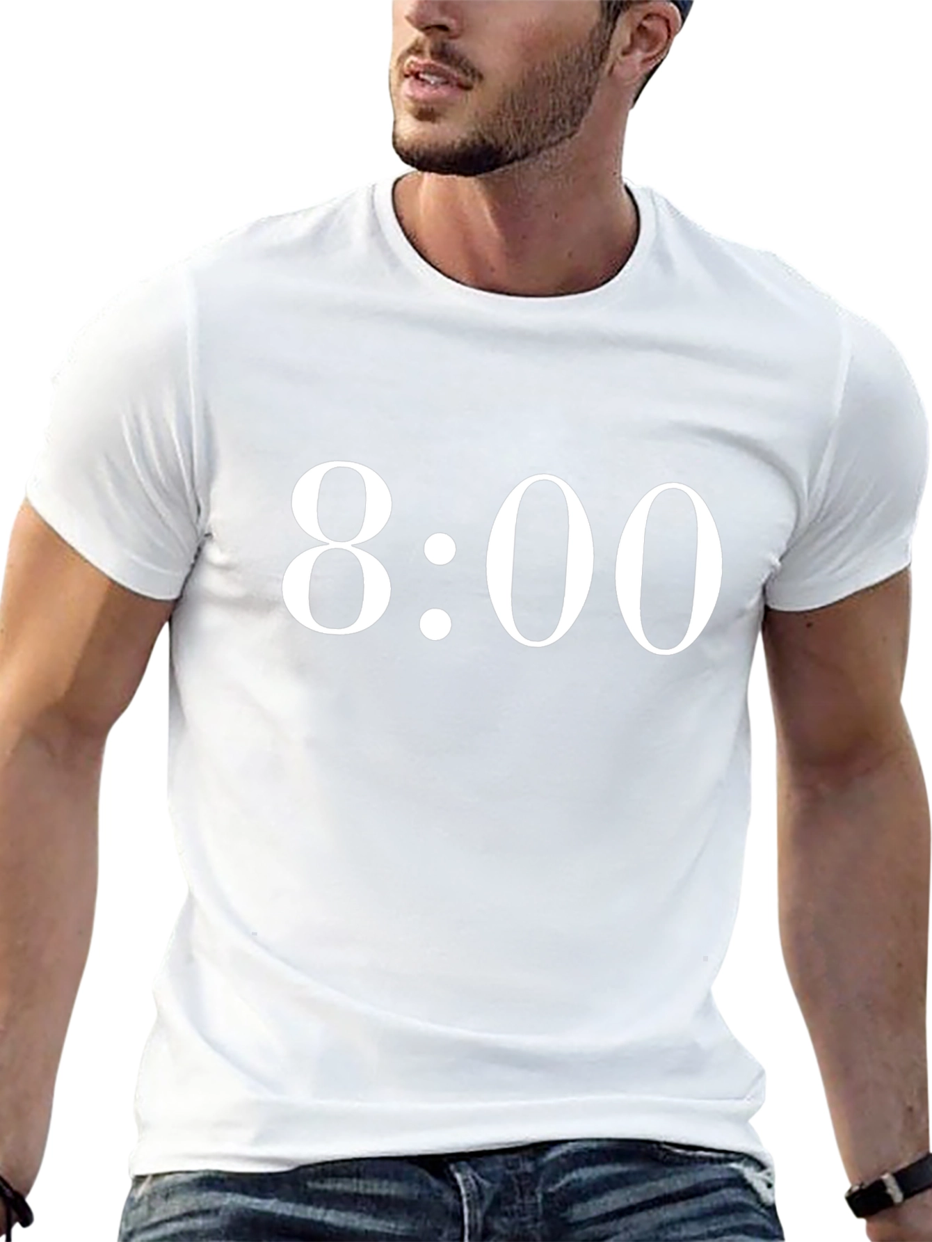 8:00 Time Tee - Bold Black Graphic T-Shirt