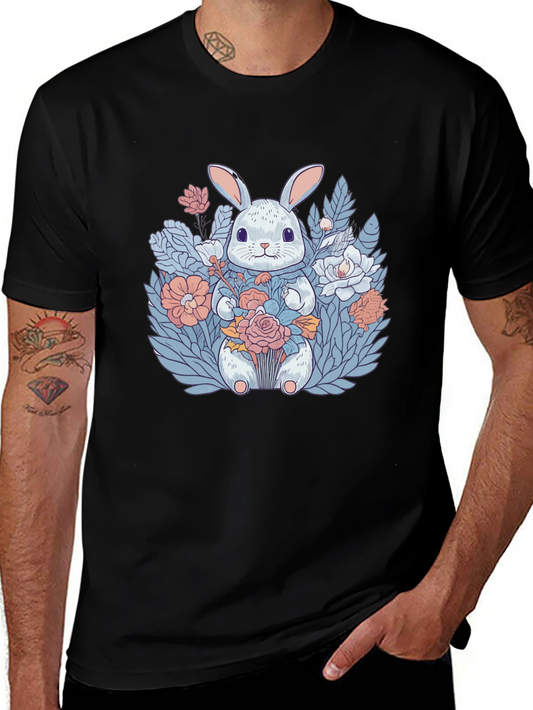 Bunny with Flowers Graphic T-Shirt