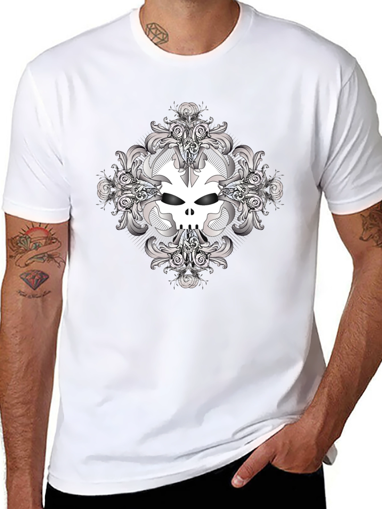 Skull Graphic Print Black T-Shirt