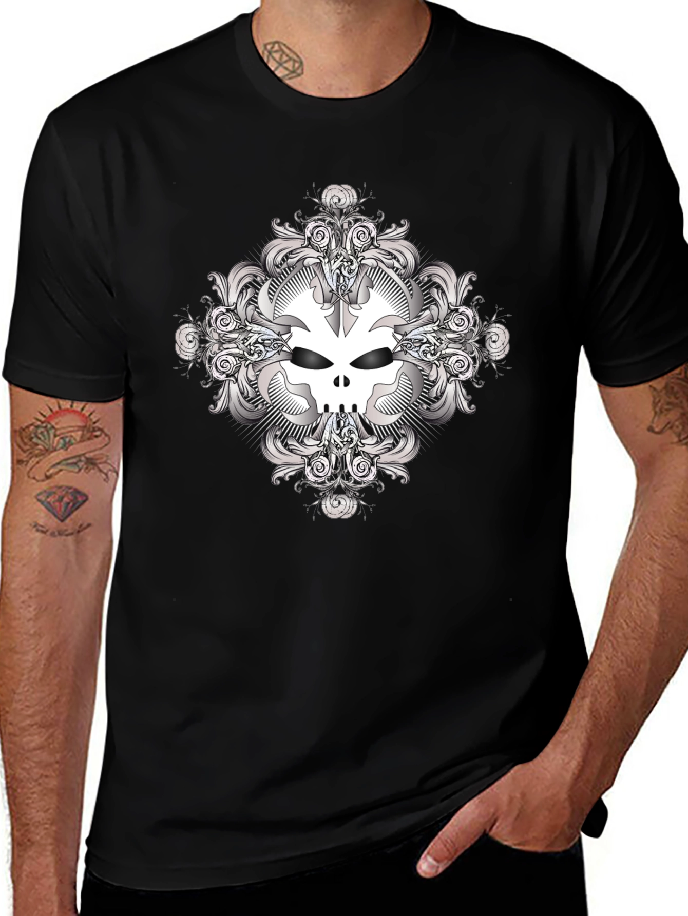 Skull Graphic Print Black T-Shirt