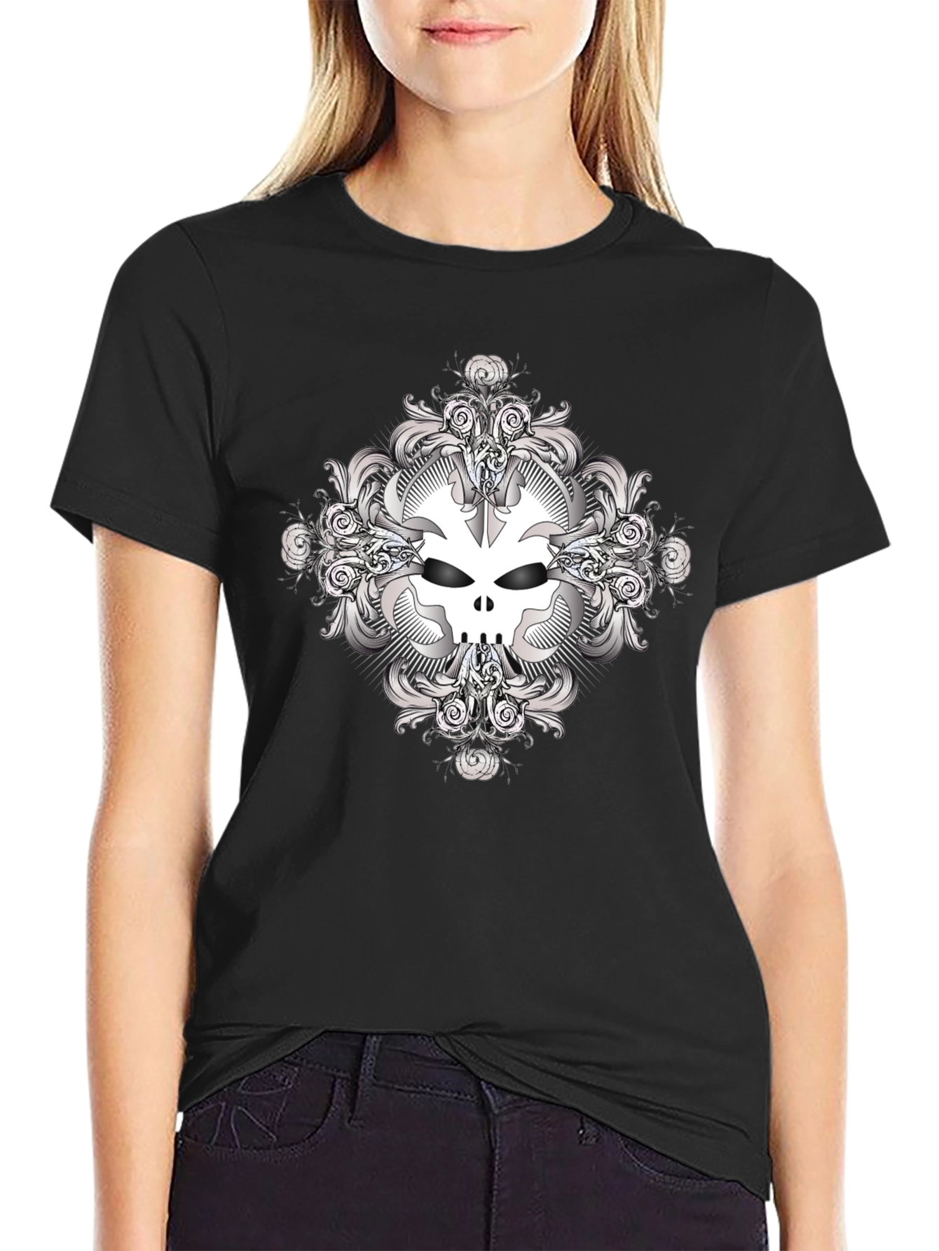 Skull Graphic Print Black T-Shirt