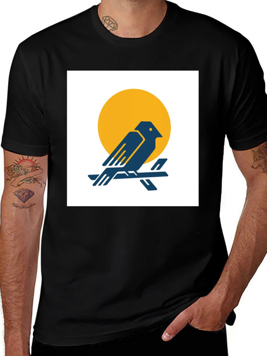 Bird on Branch Graphic Tee - Black Cotton Comfort