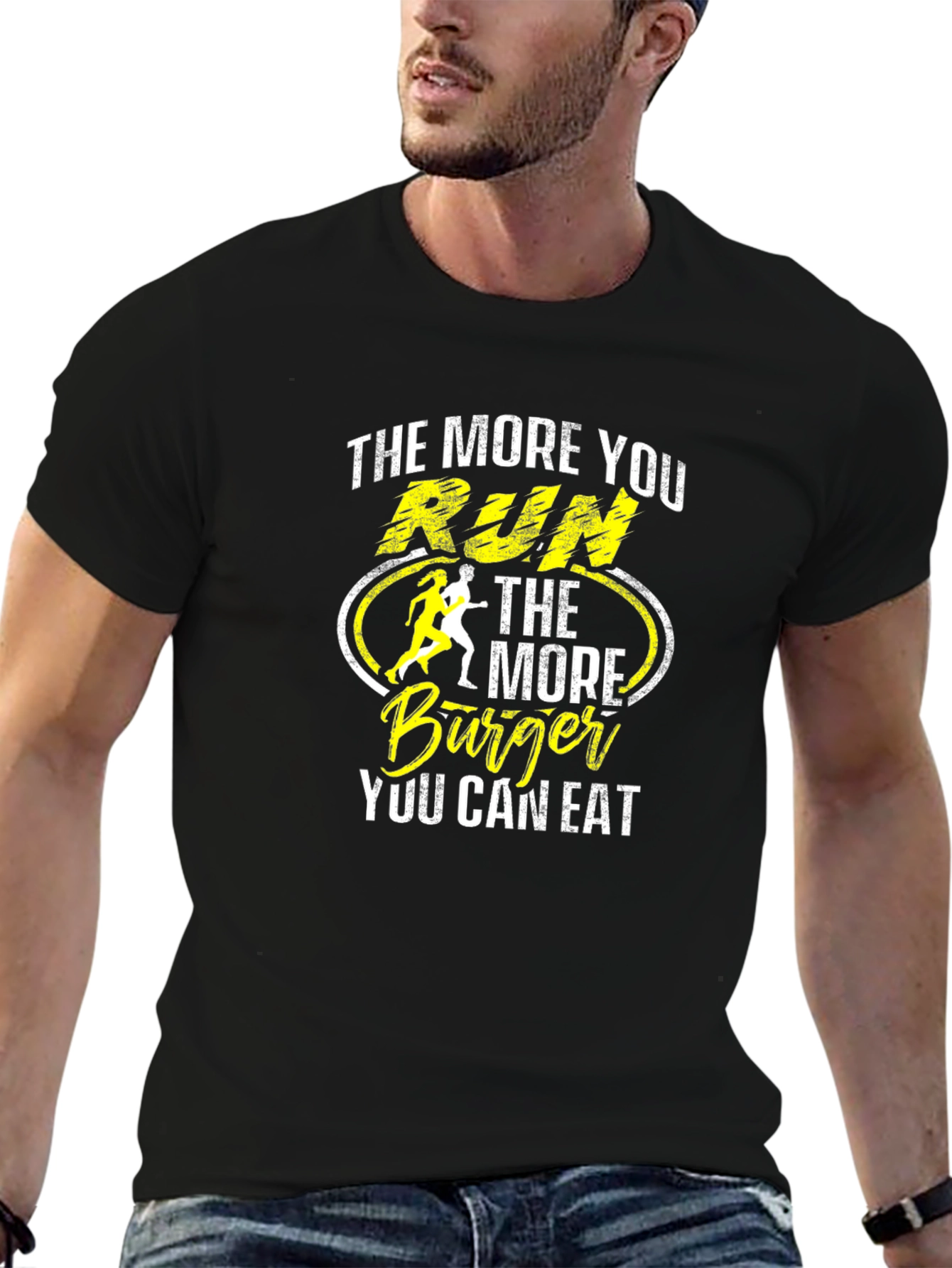 Run More Eat More Burger Graphic Tee