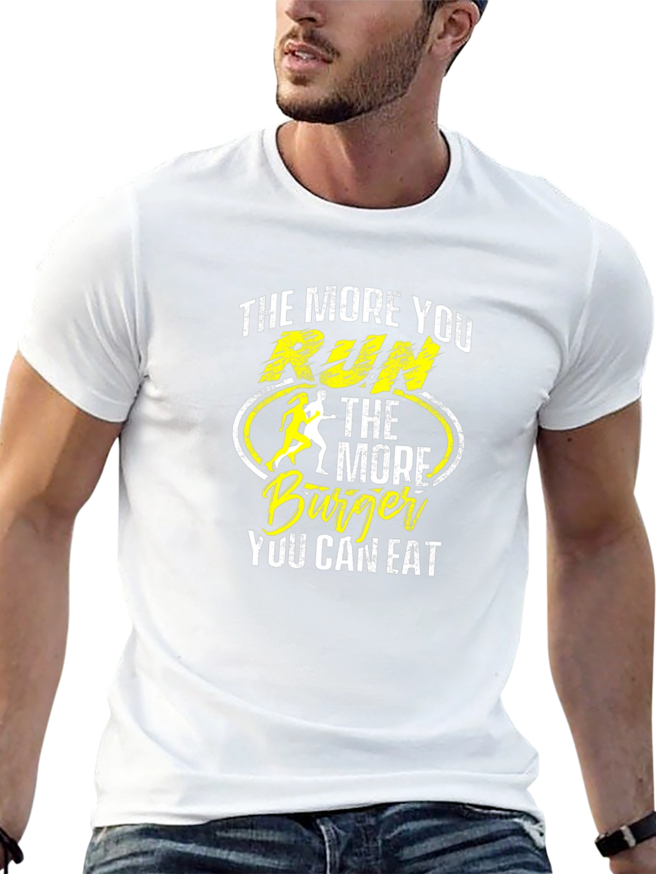 Run More Eat More Burger Graphic Tee