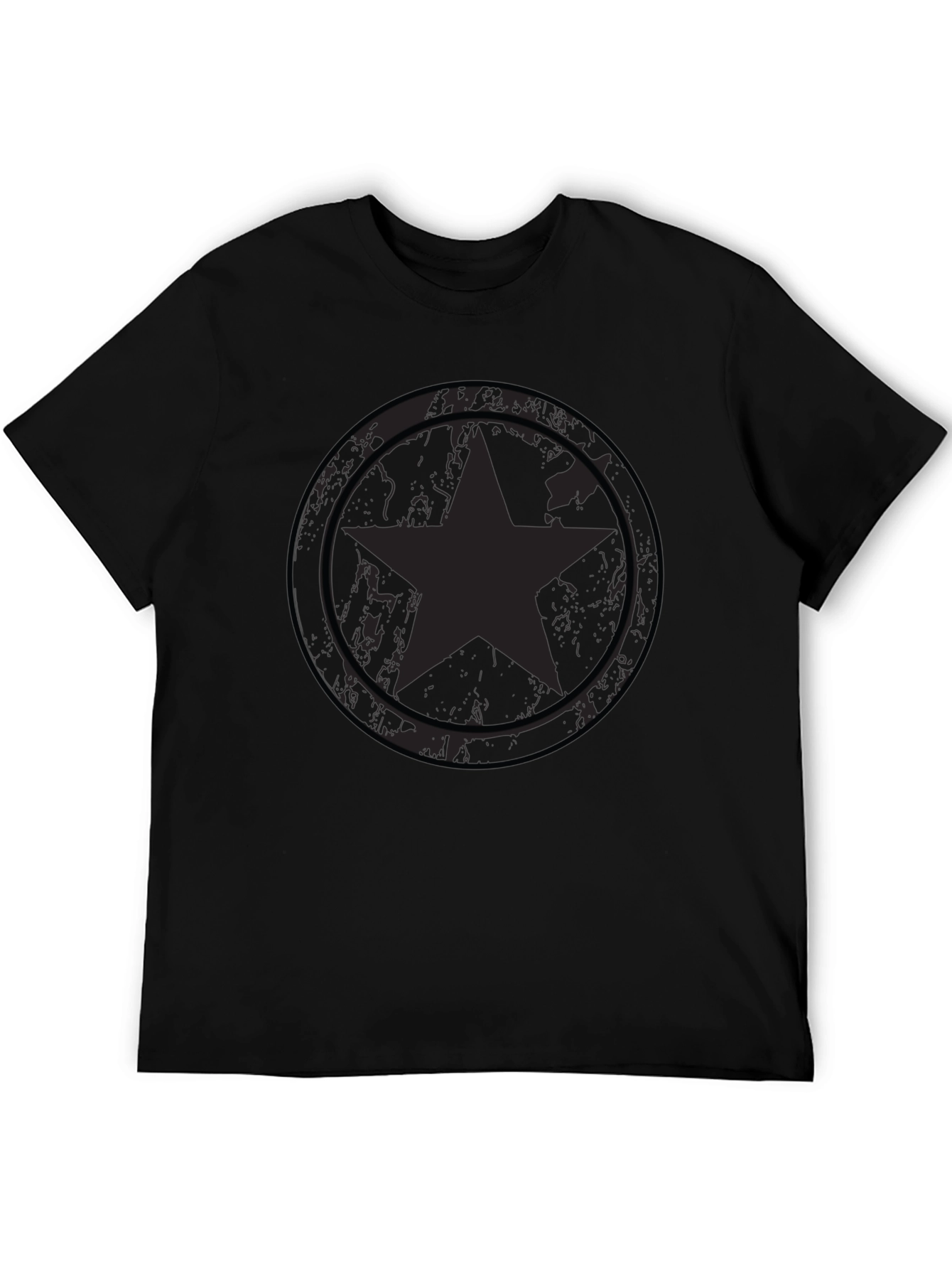 Star Shield Graphic Tee - Distressed Black