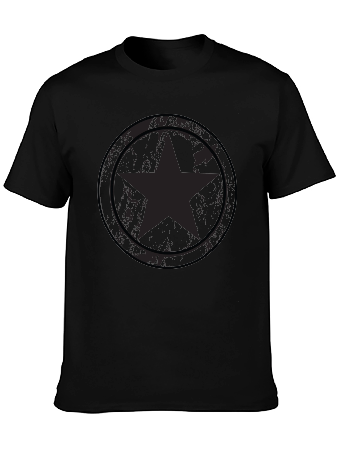 Star Shield Graphic Tee - Distressed Black