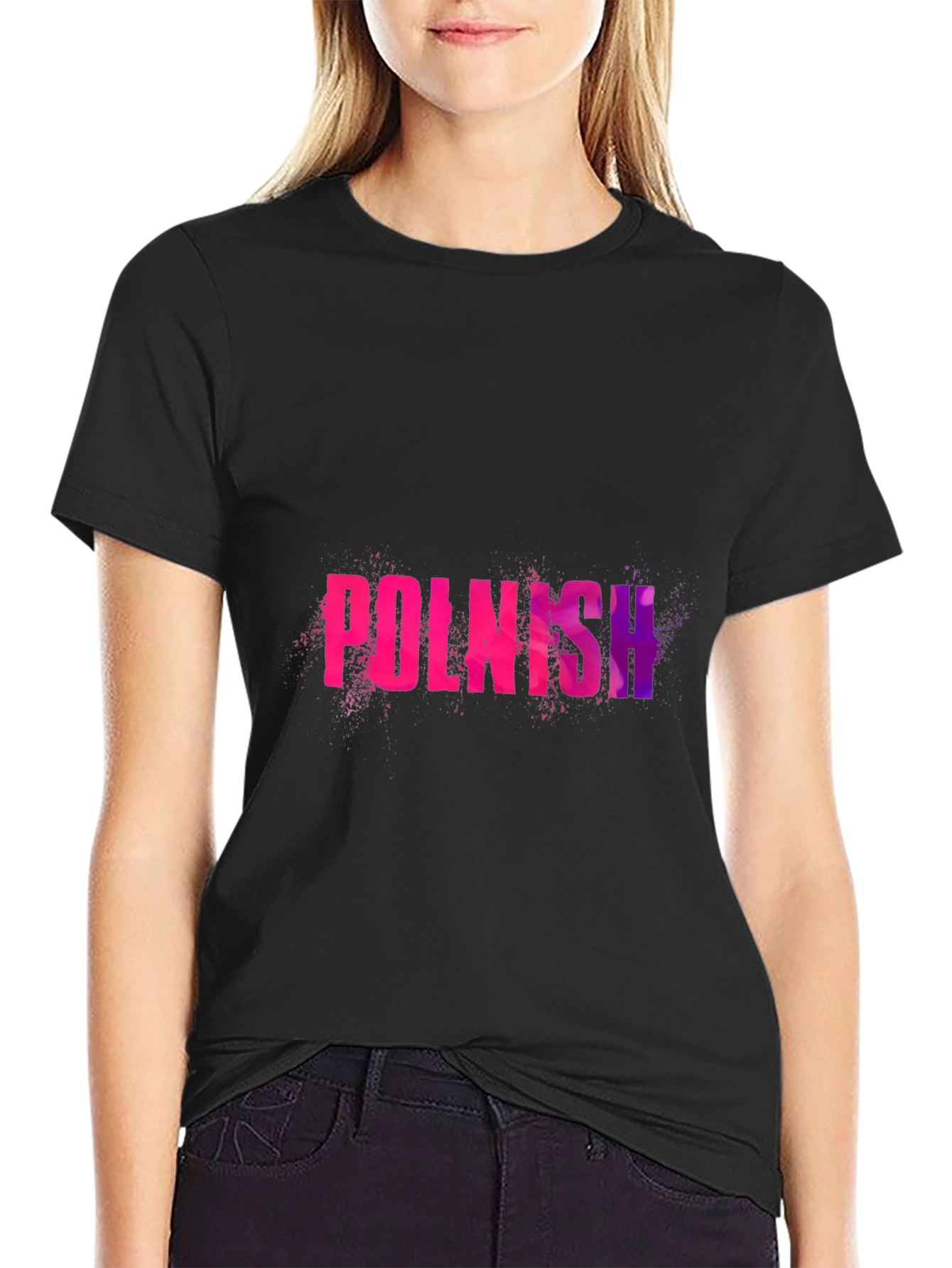 Polish Text Graphic Black T-Shirt