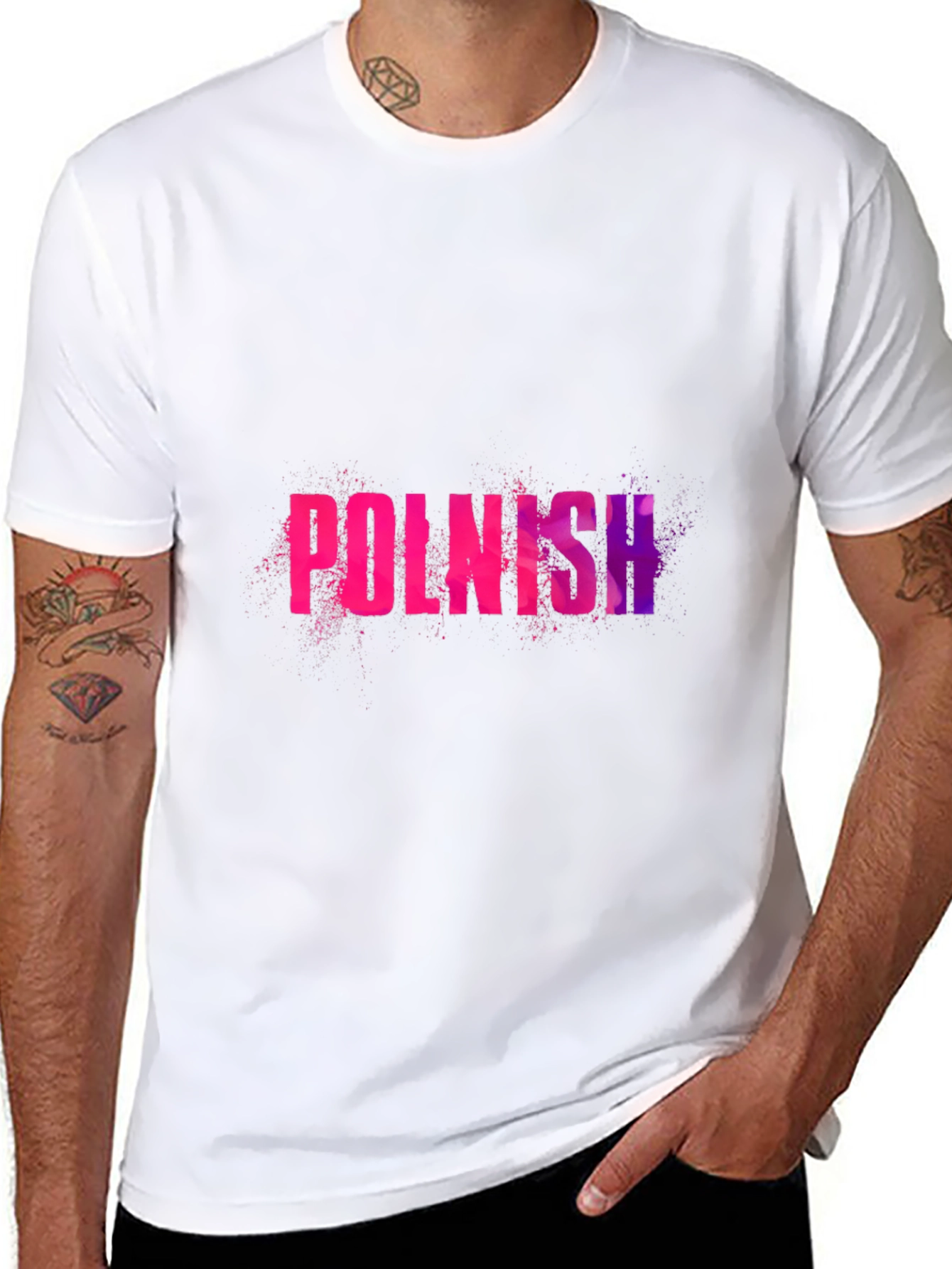 Polish Text Graphic Black T-Shirt