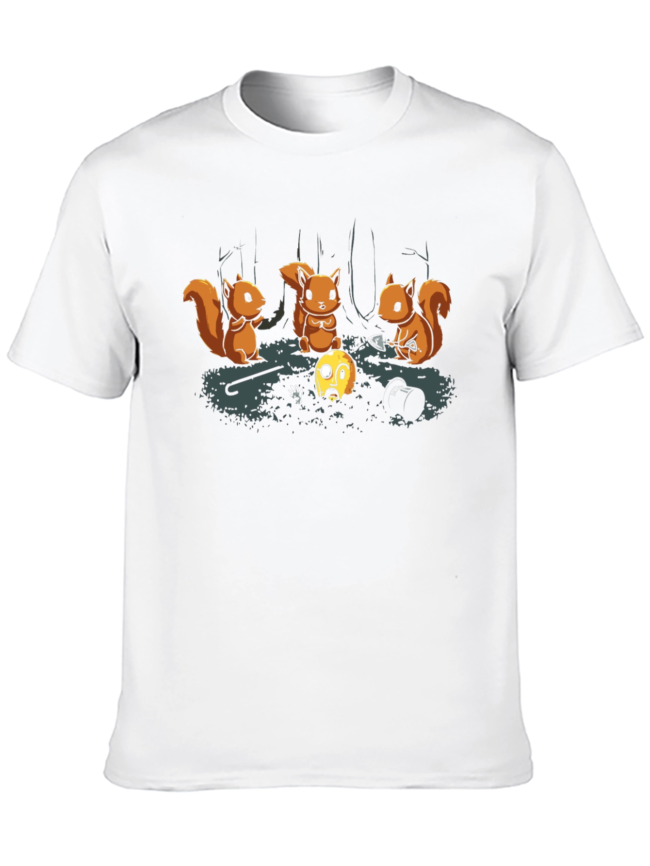 Squirrel Burial T-Shirt - Black Crew Neck Graphic Tee