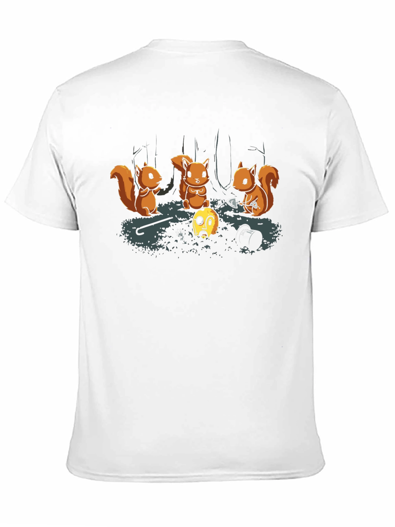 Squirrel Burial T-Shirt - Black Crew Neck Graphic Tee