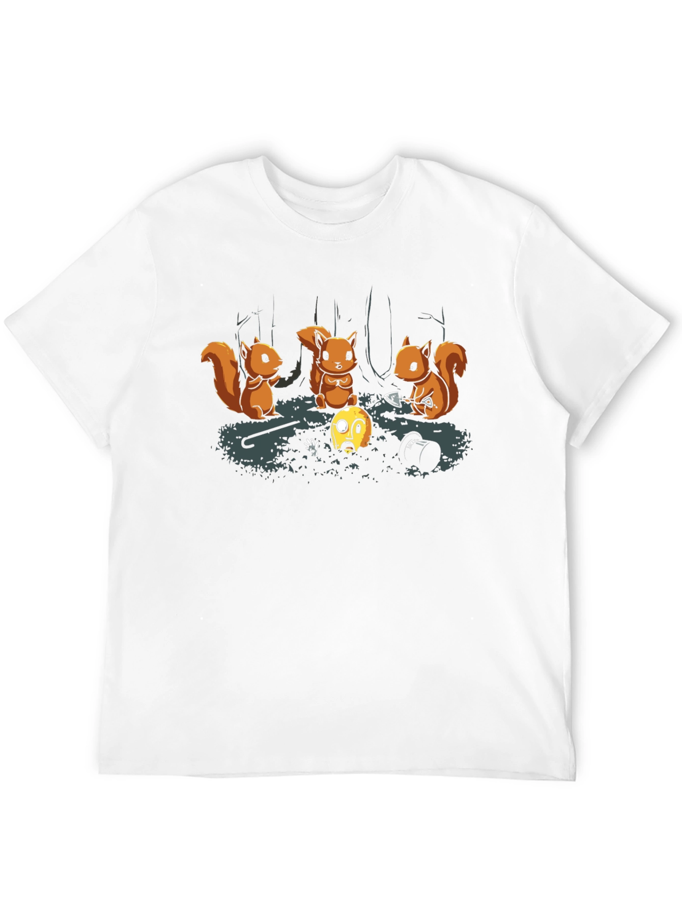 Squirrel Burial T-Shirt - Black Crew Neck Graphic Tee