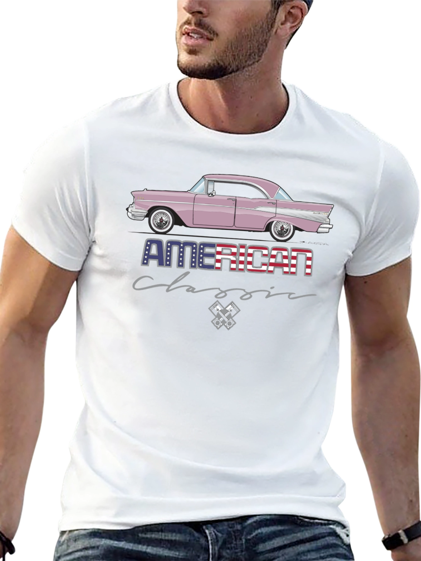 American Classic Car Graphic T-Shirt