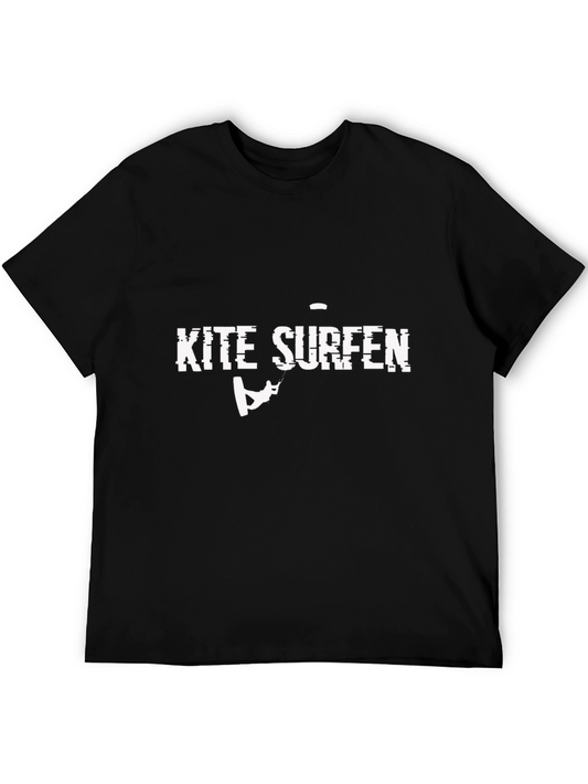 Kite Surfing Graphic Tee - Black Cotton