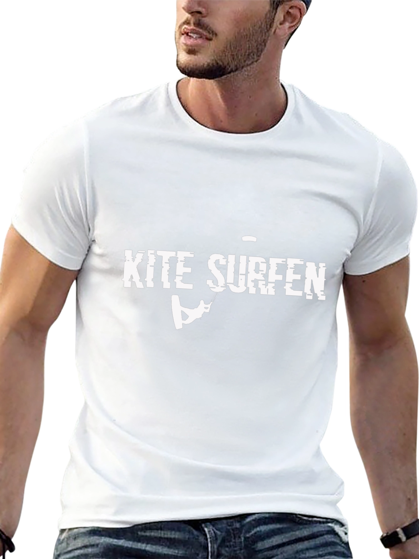 Kite Surfing Graphic Tee - Black Cotton