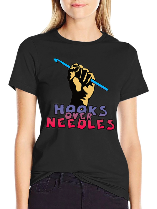 Hooks Over Needles Black T-Shirt