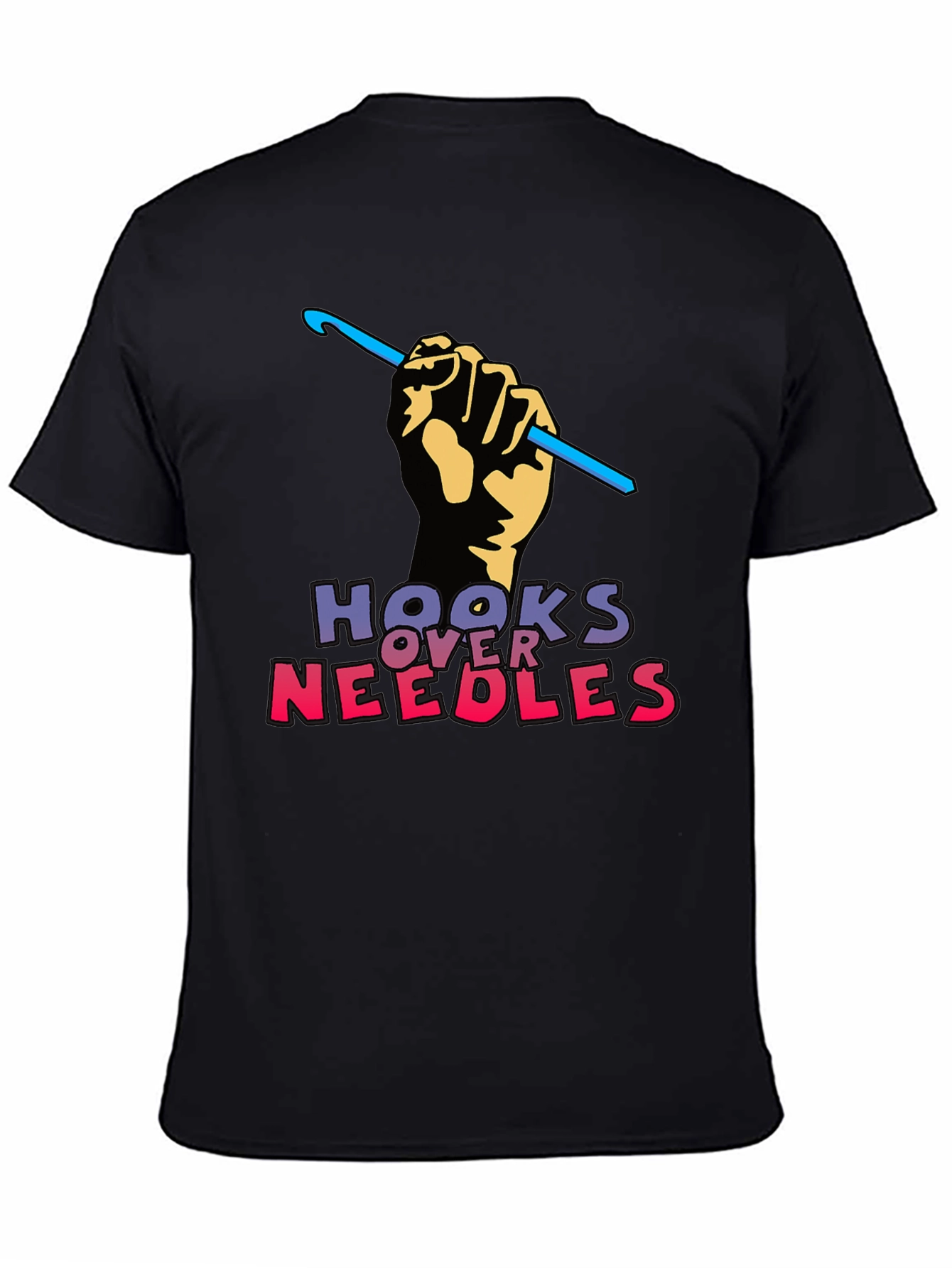 Hooks Over Needles Black T-Shirt