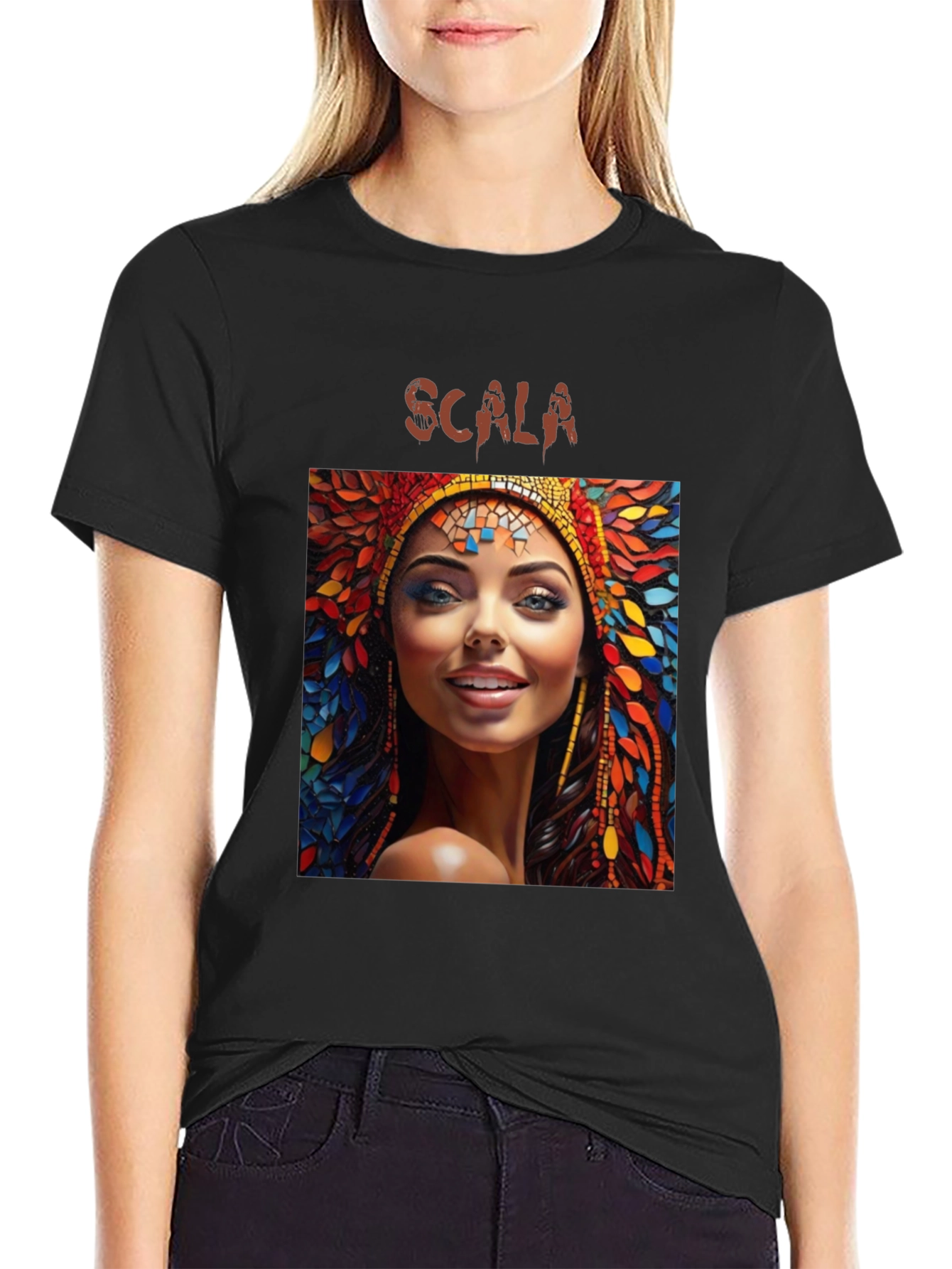 Scala Woman Graphic T-Shirt - Black