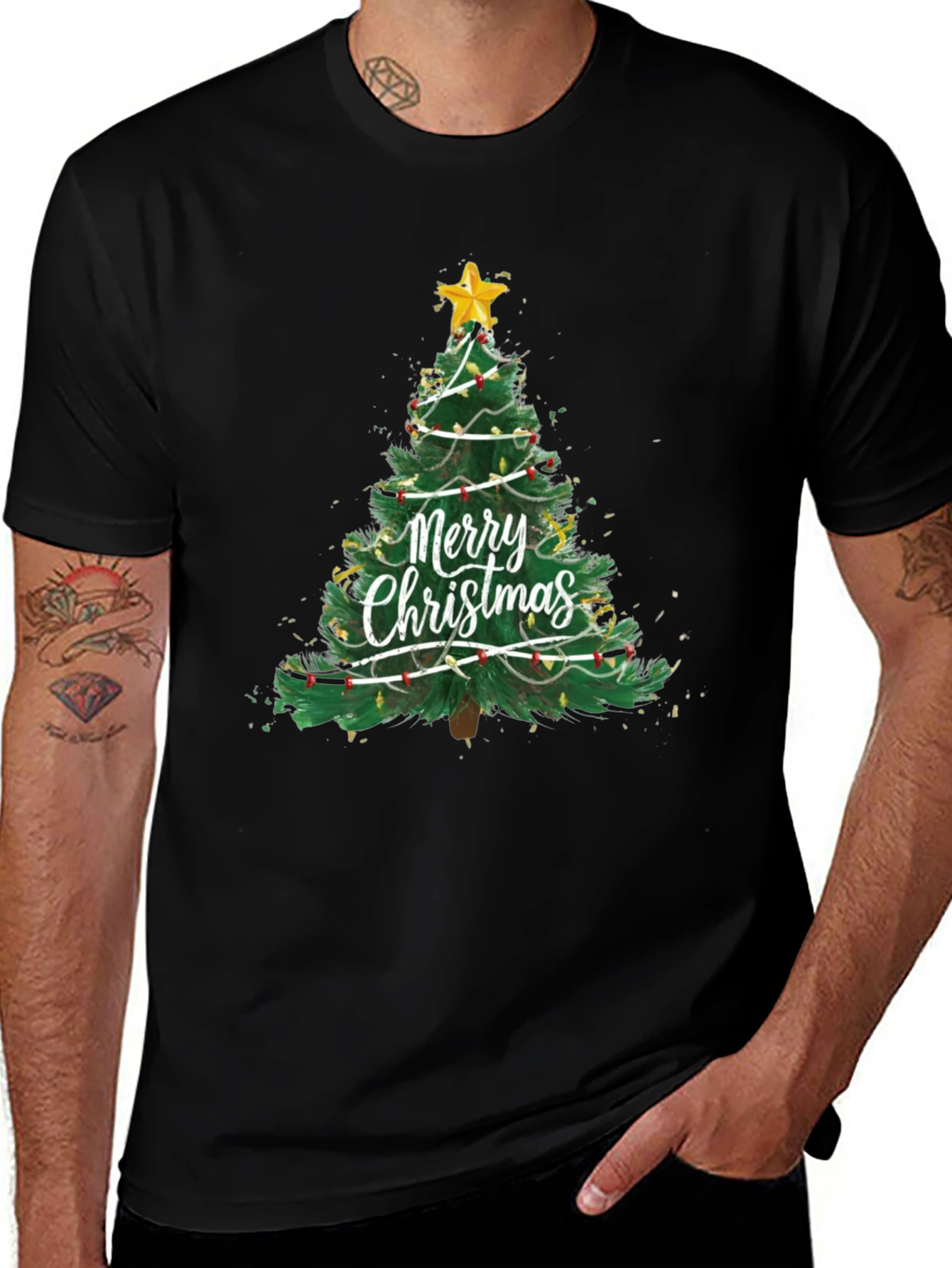 Festive Christmas Tree Graphic T-Shirt