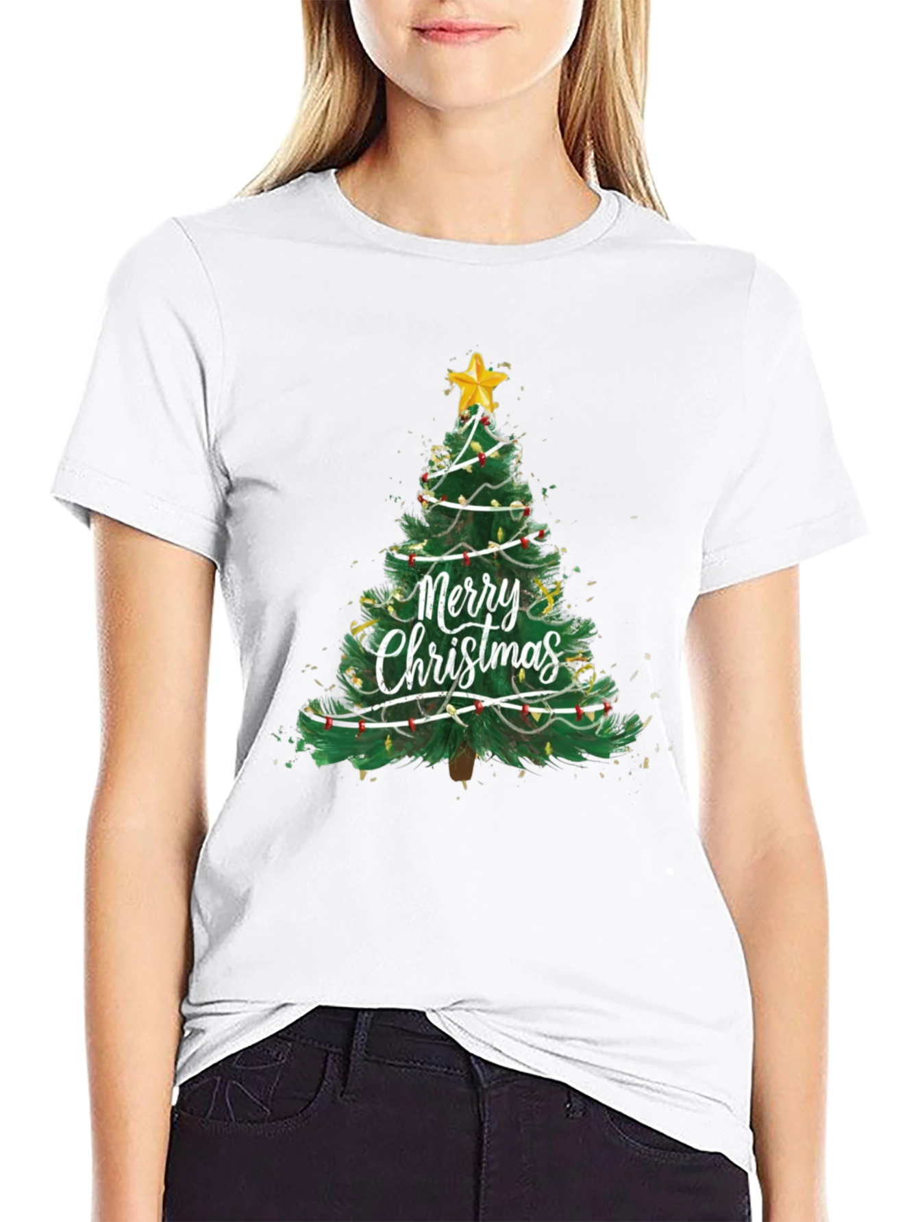Festive Christmas Tree Graphic T-Shirt