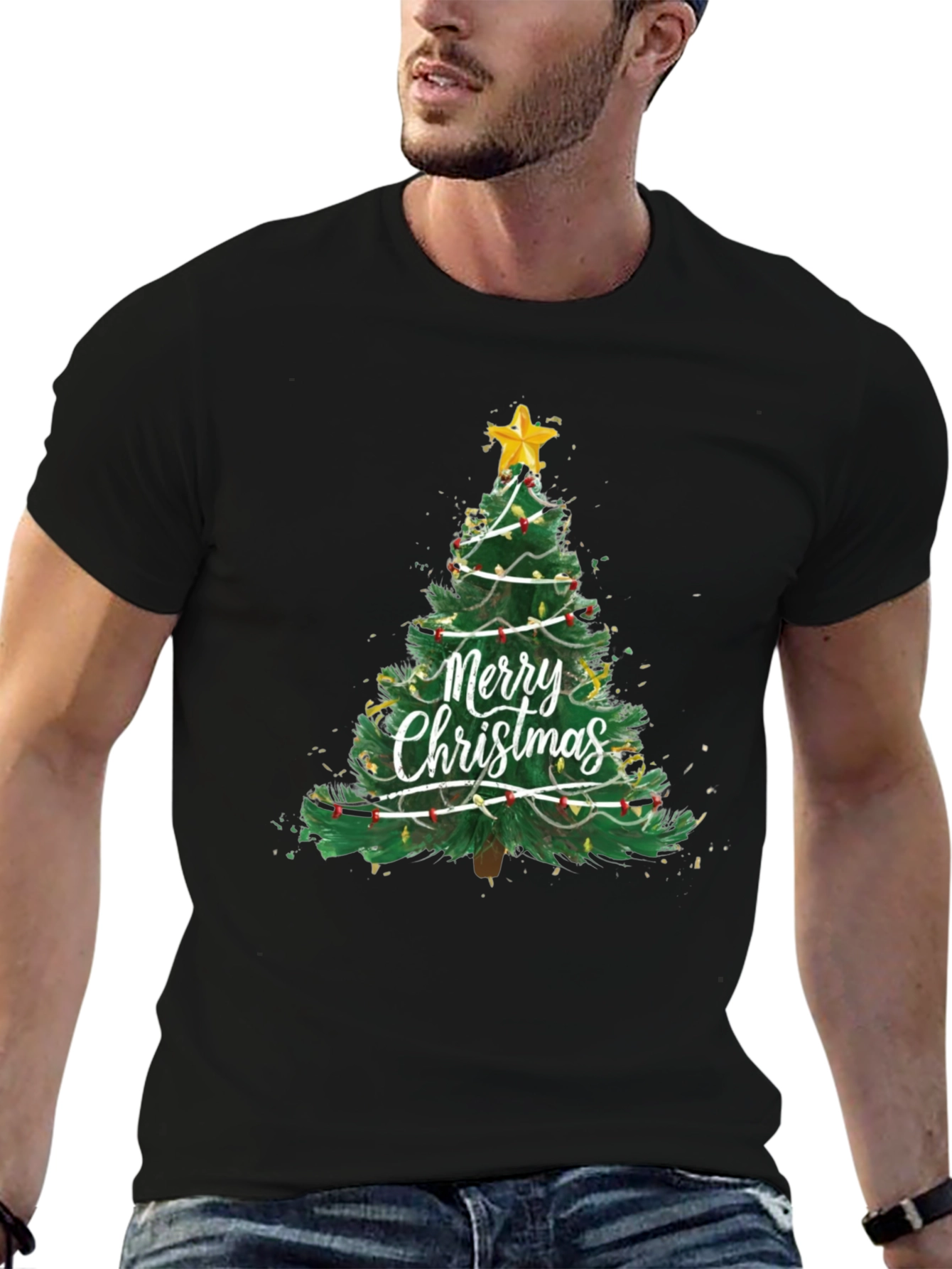 Festive Christmas Tree Graphic T-Shirt