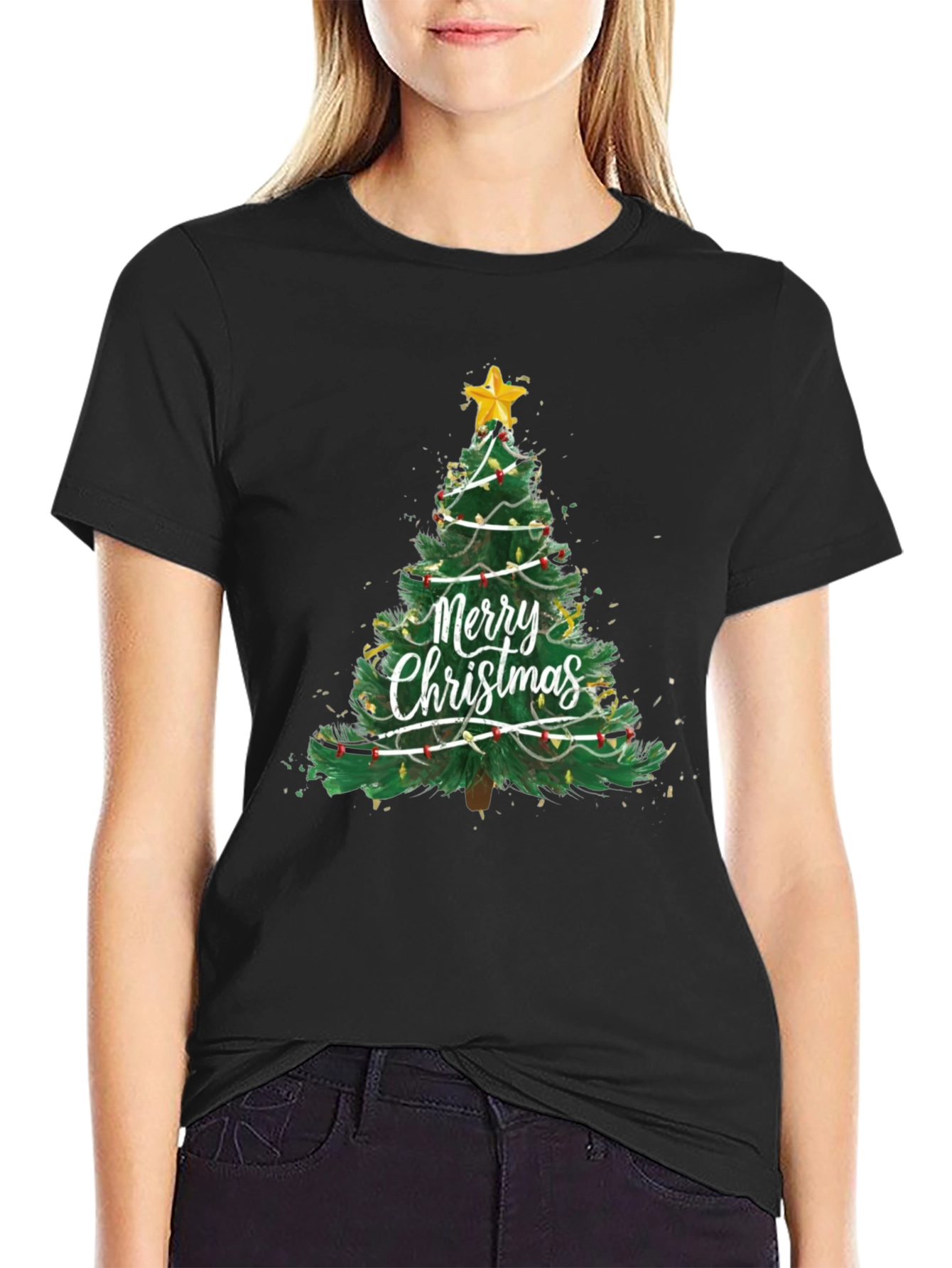 Festive Christmas Tree Graphic T-Shirt