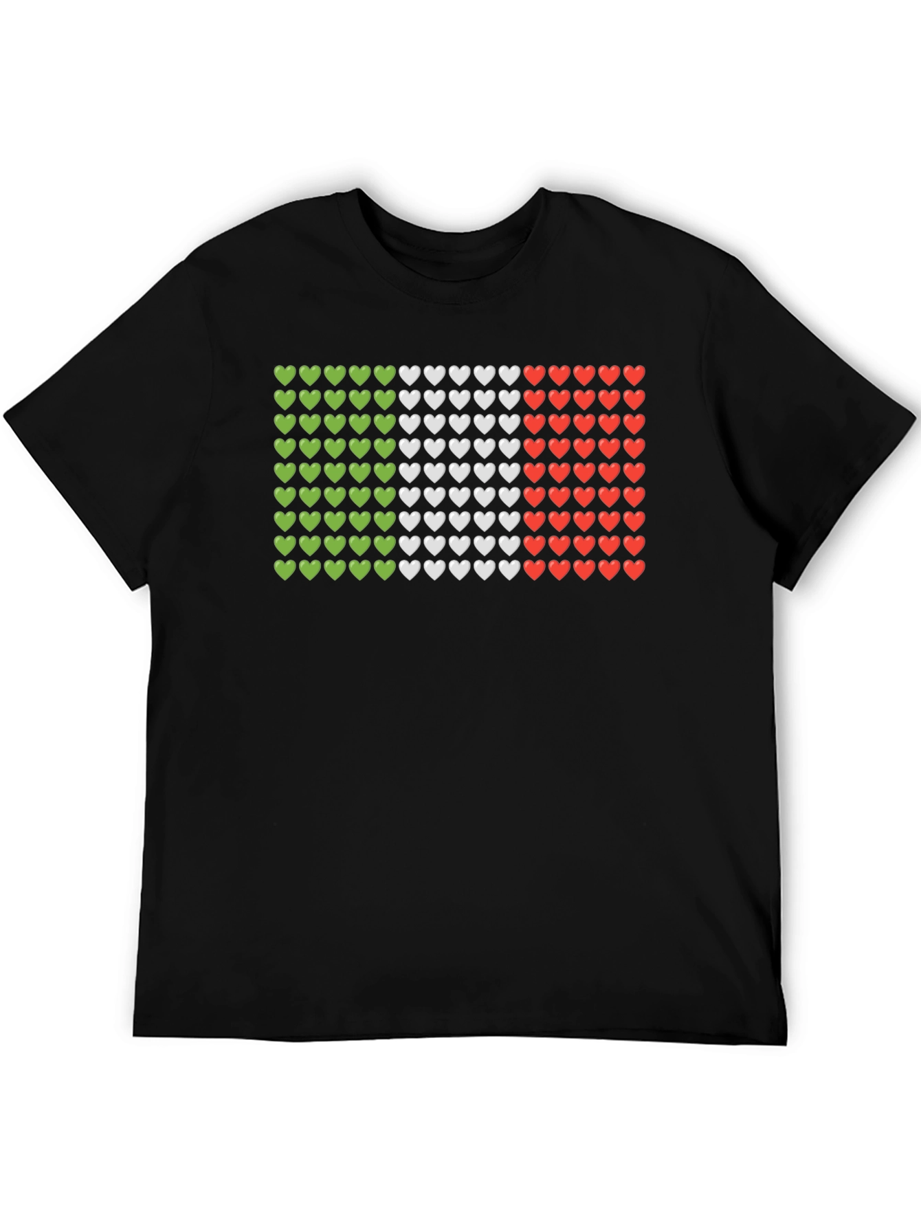 Italian Flag Hearts Graphic Tee - Black T-Shirt
