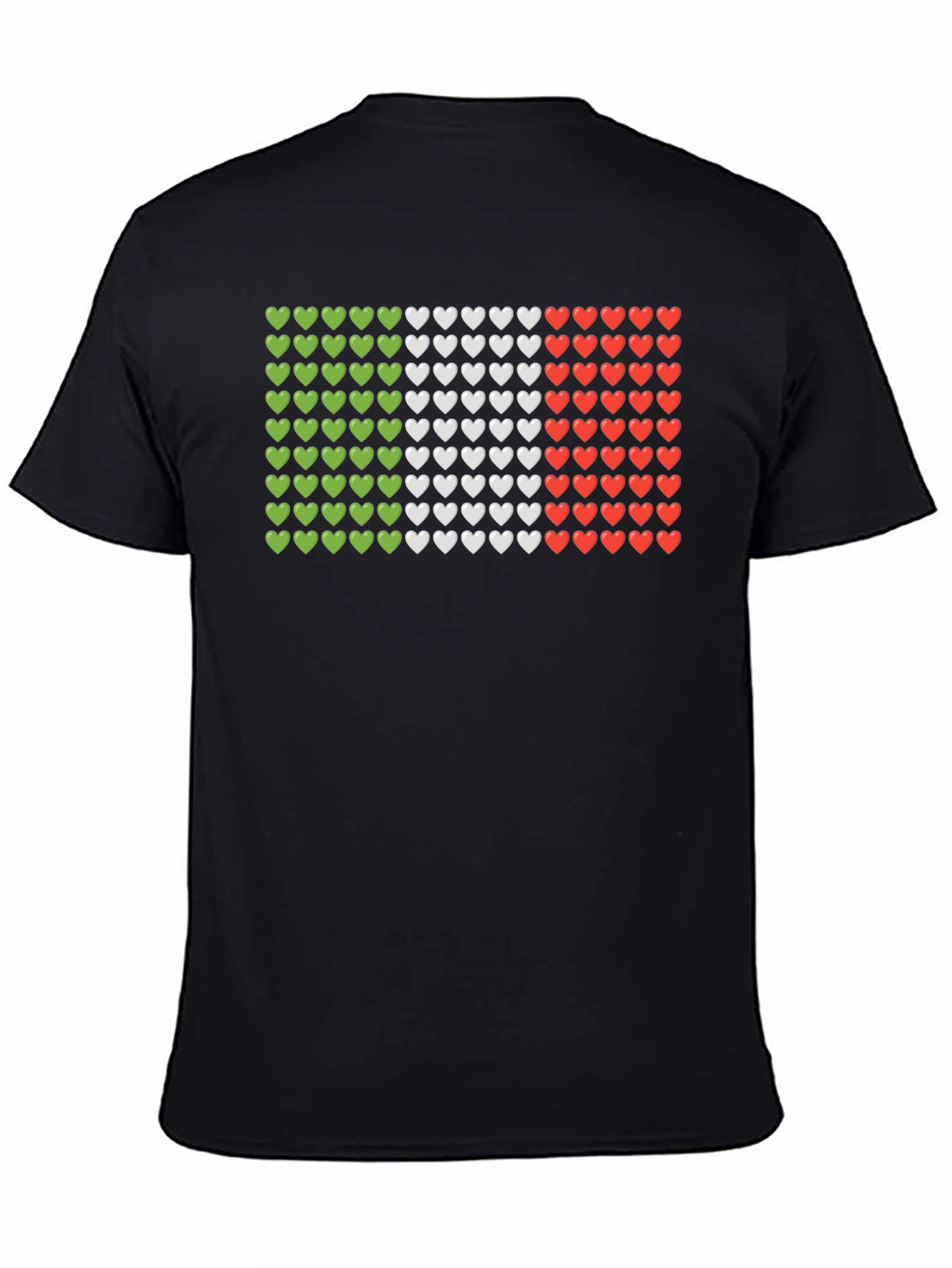 Italian Flag Hearts Graphic Tee - Black T-Shirt