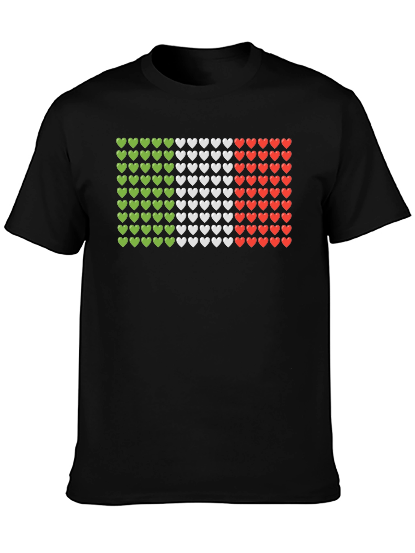 Italian Flag Hearts Graphic Tee - Black T-Shirt
