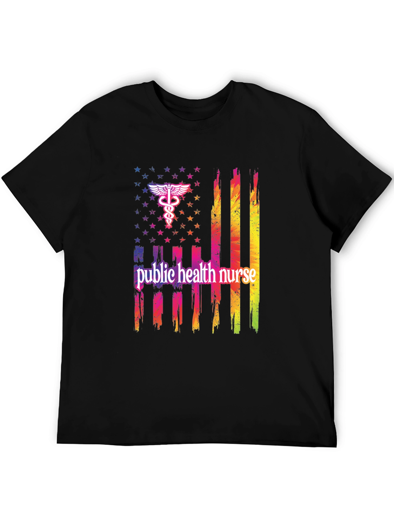 Public Health Nurse USA Flag Graphic Tee