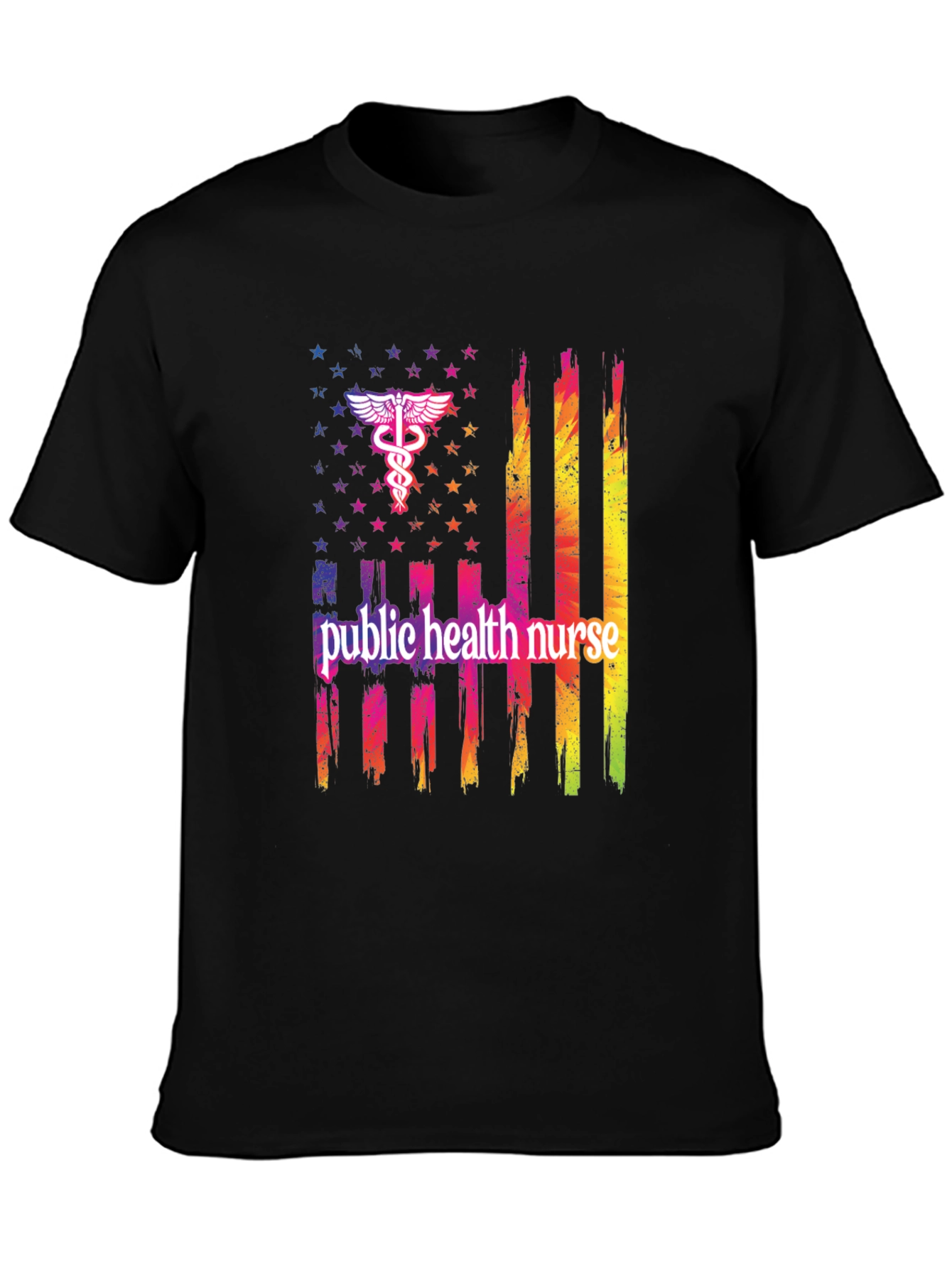 Public Health Nurse USA Flag Graphic Tee