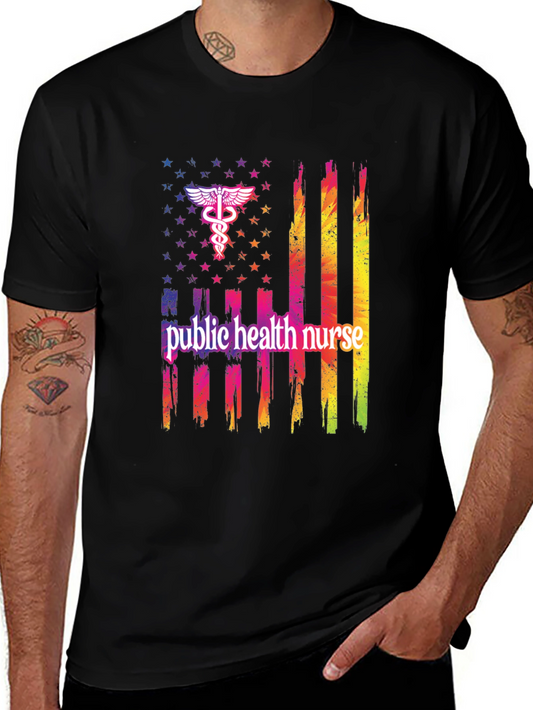 Public Health Nurse USA Flag Graphic Tee
