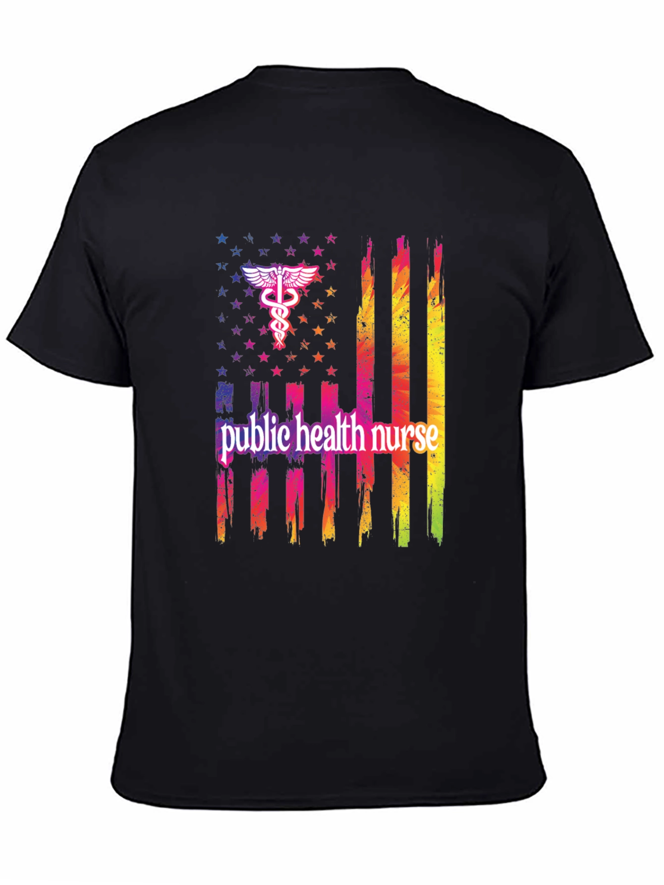 Public Health Nurse USA Flag Graphic Tee
